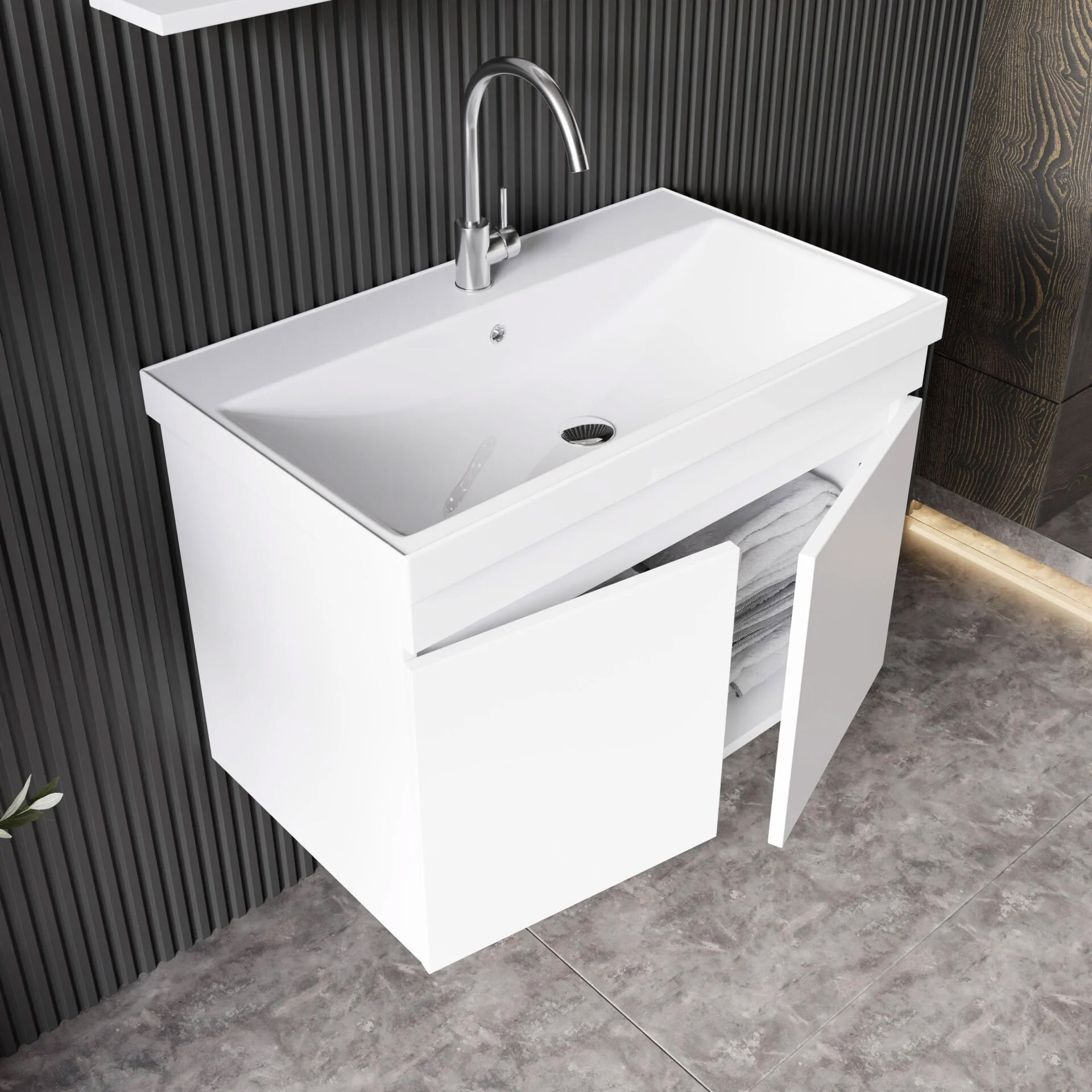 Beyaz Banyo Dolabı Takimi MDF 80 CM Banyo Dolap Modeli | Mekan Kapı