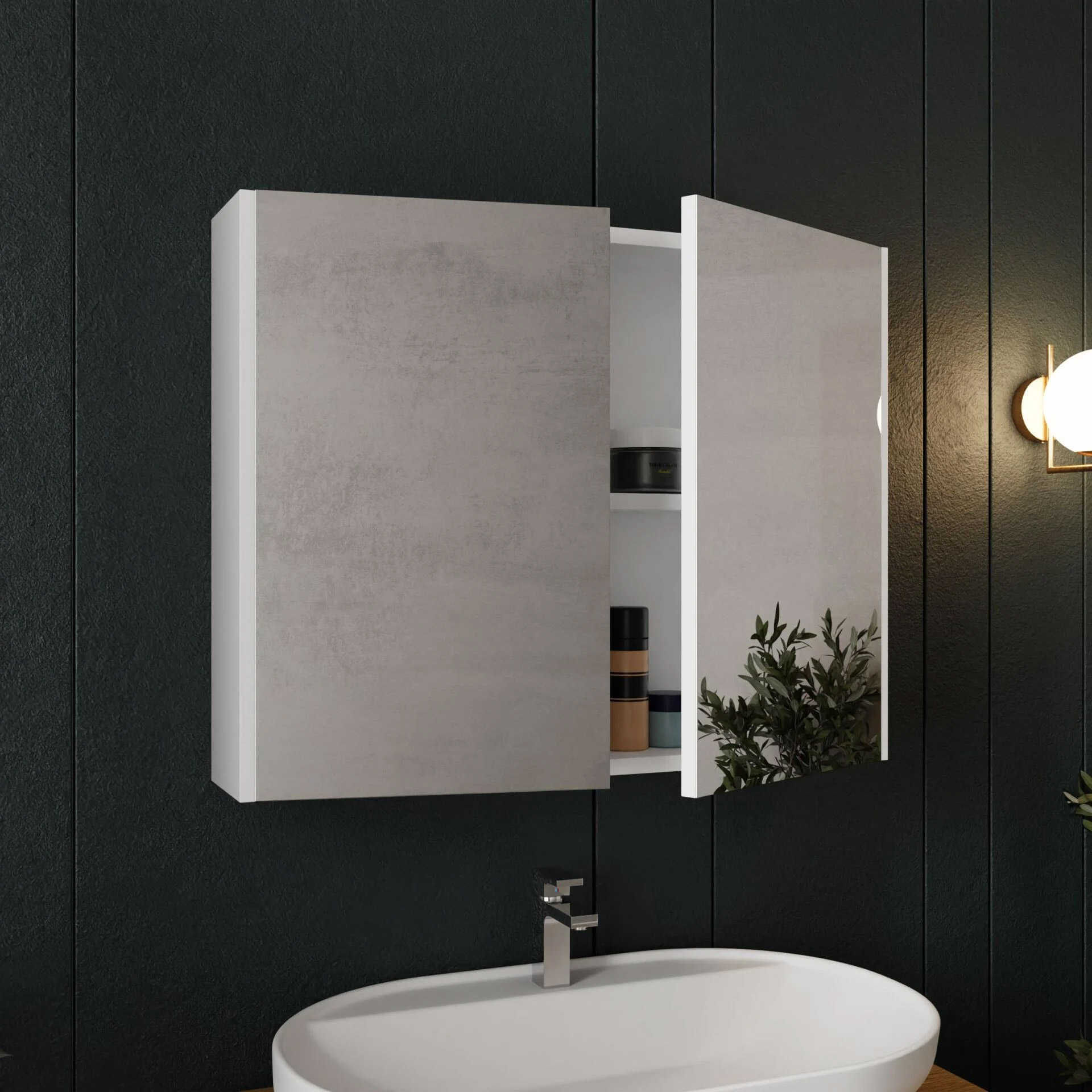 Beyaz Tezgahlı Banyo Dolabı Takimi 80 CM Banyo Dolap Modeli | Mekan Kapı 