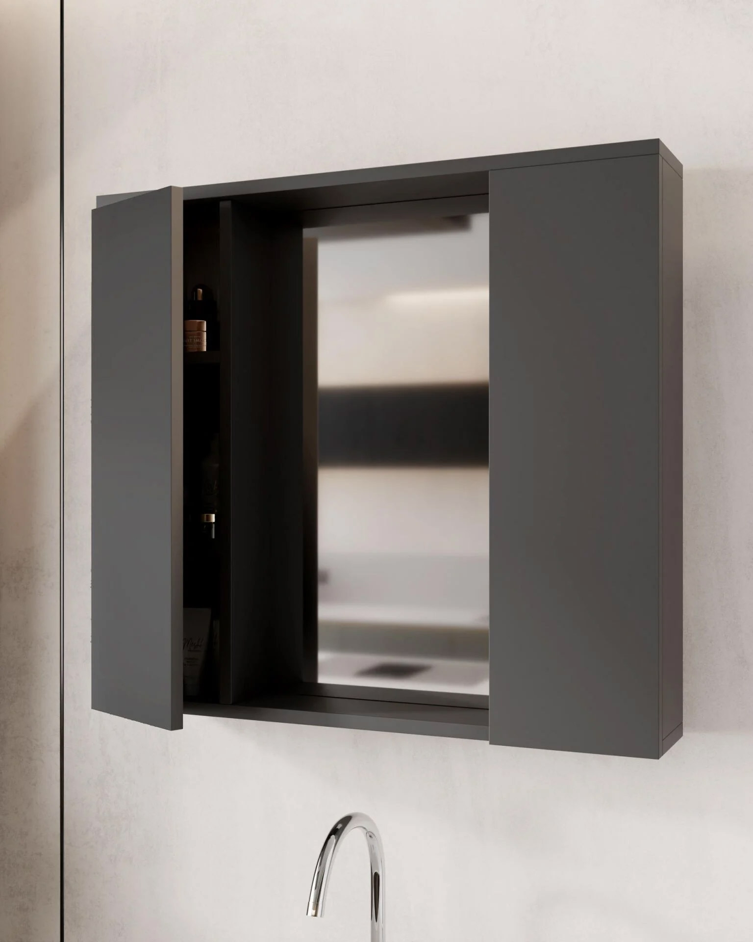 Karen Banyo Arya Banyo Dolabı Seti 80 CM Mat Antrasit Banyo Dolap Modeli | Mekan Kapı 