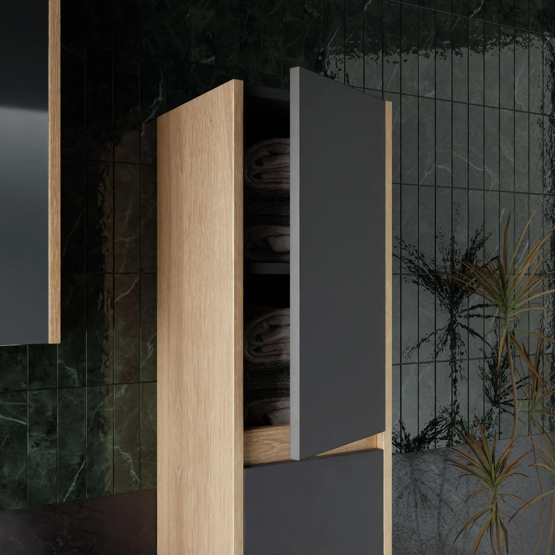 Karen Banyo Dallas 80 CM Lavabolu Aynalı Banyo Dolabı Banyo Dolap Modeli | Mekan Kapı 