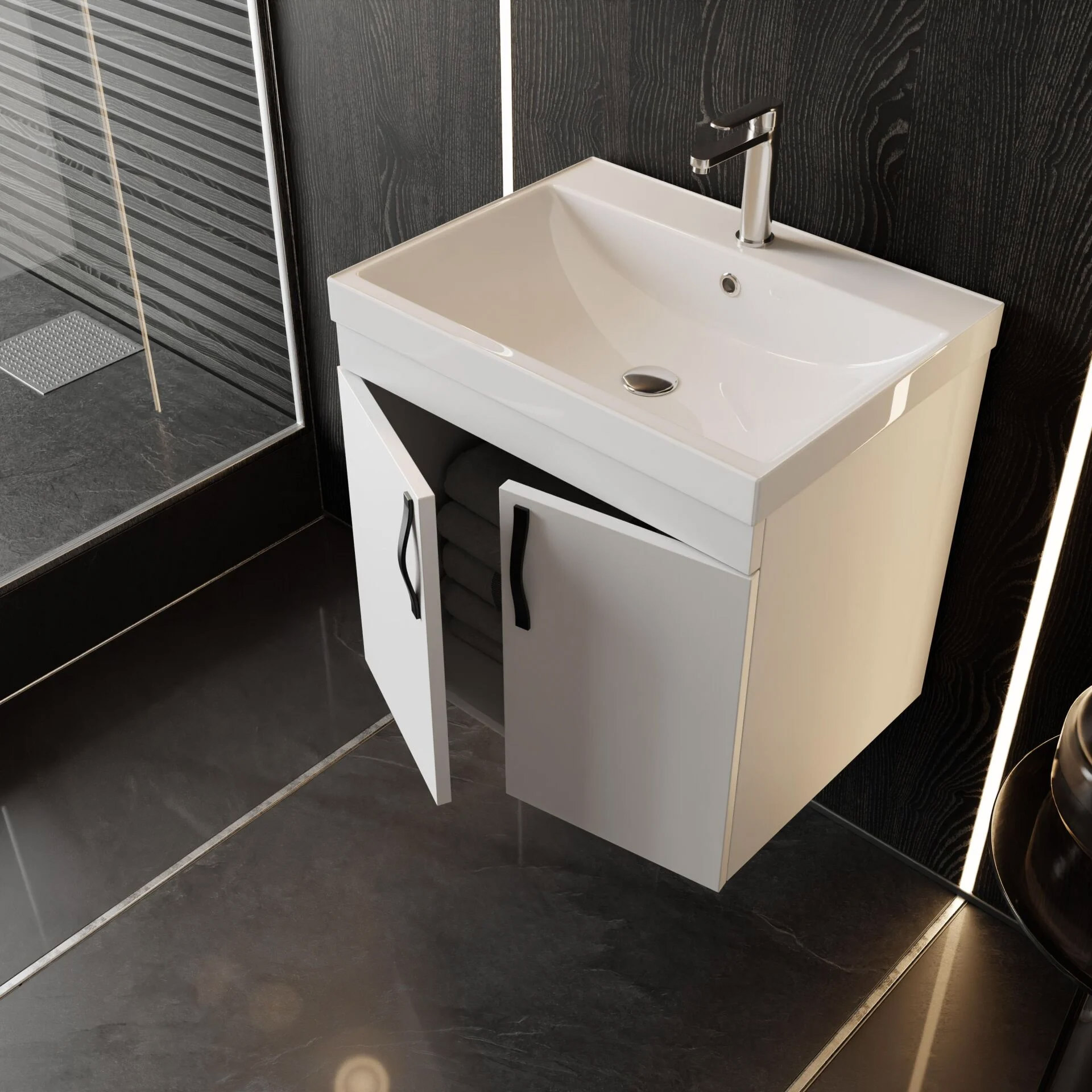 Karen Banyo Ege 60 CM Lavabolu Alt Banyo Dolabı Banyo Dolap Modeli | Mekan Kapı 