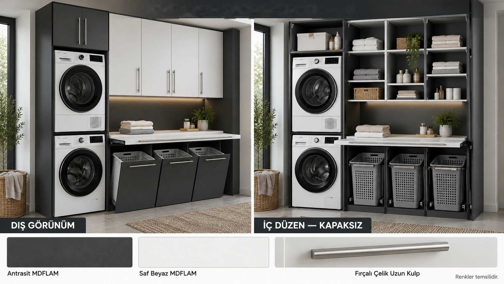 MCMKM-101 Çamaşır ve Kurutma Makinesi Dolabı | Mekan Kapı