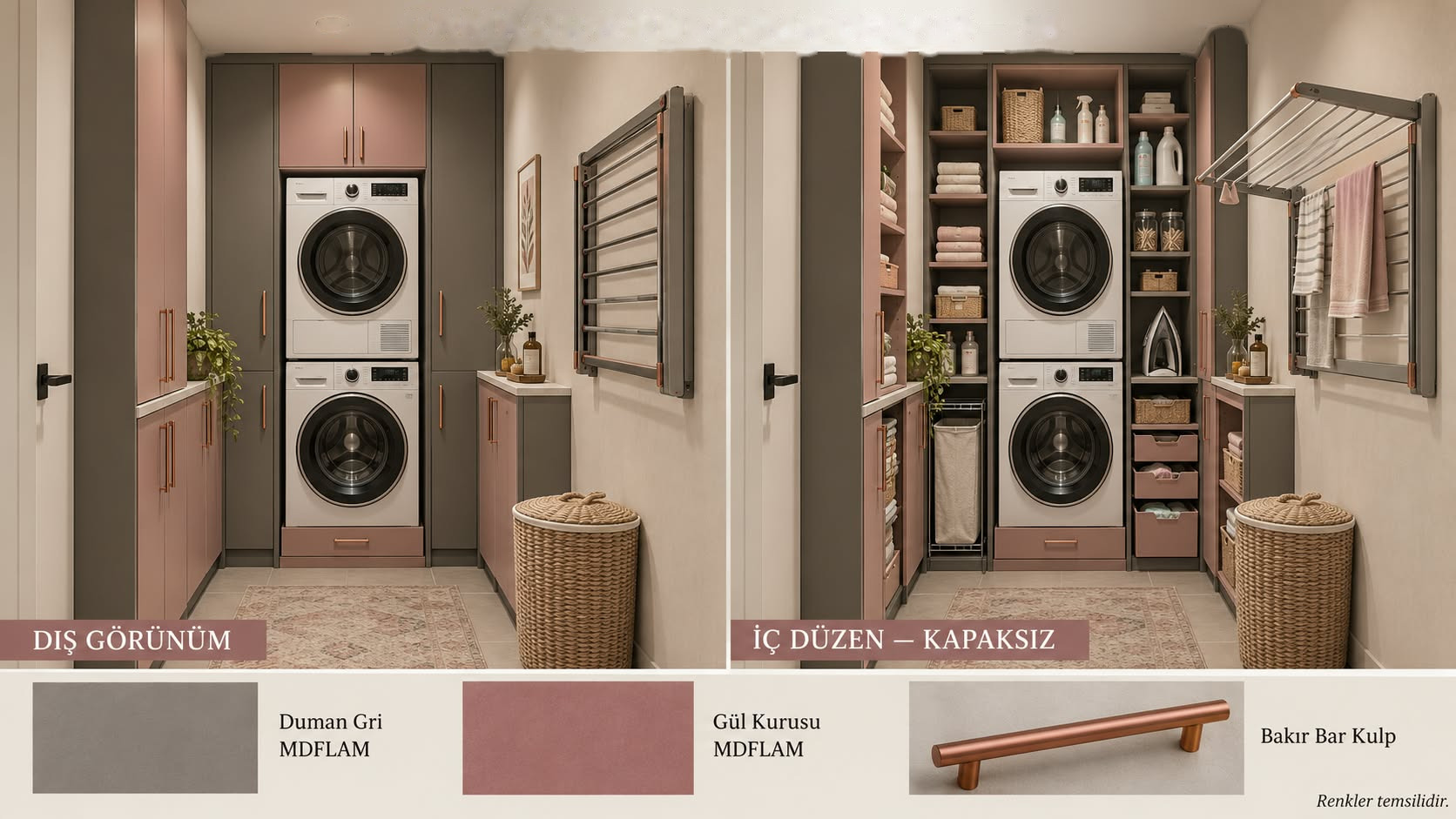 MCMKM-103 Çamaşır ve Kurutma Makinesi Dolabı | Mekan Kapı