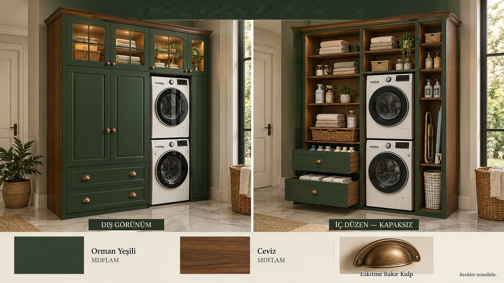 MCMKM-112 Çamaşır ve Kurutma Makinesi Dolabı | Mekan Kapı