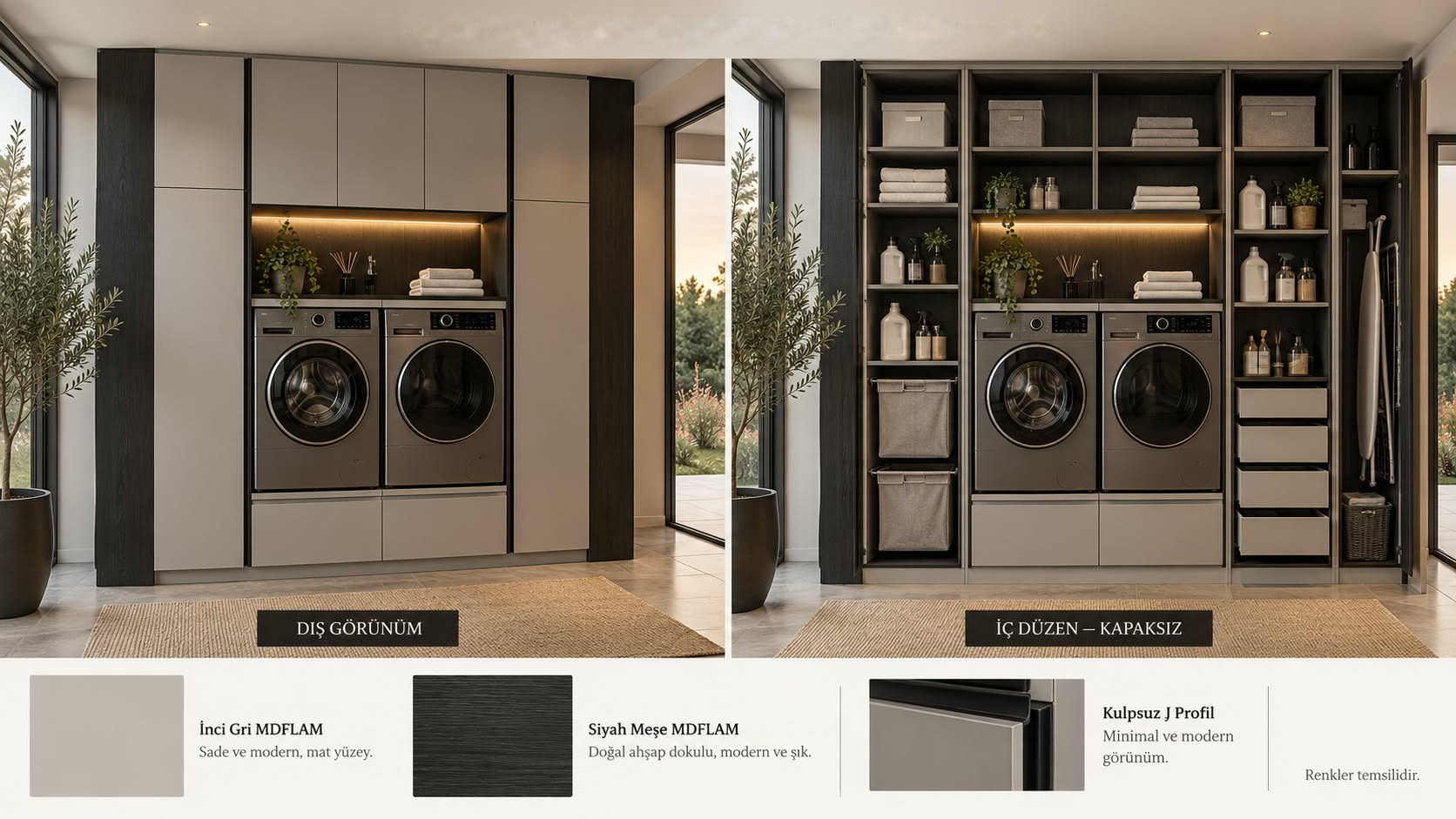 MCMKM-121 Çamaşır ve Kurutma Makinesi Dolabı | Mekan Kapı