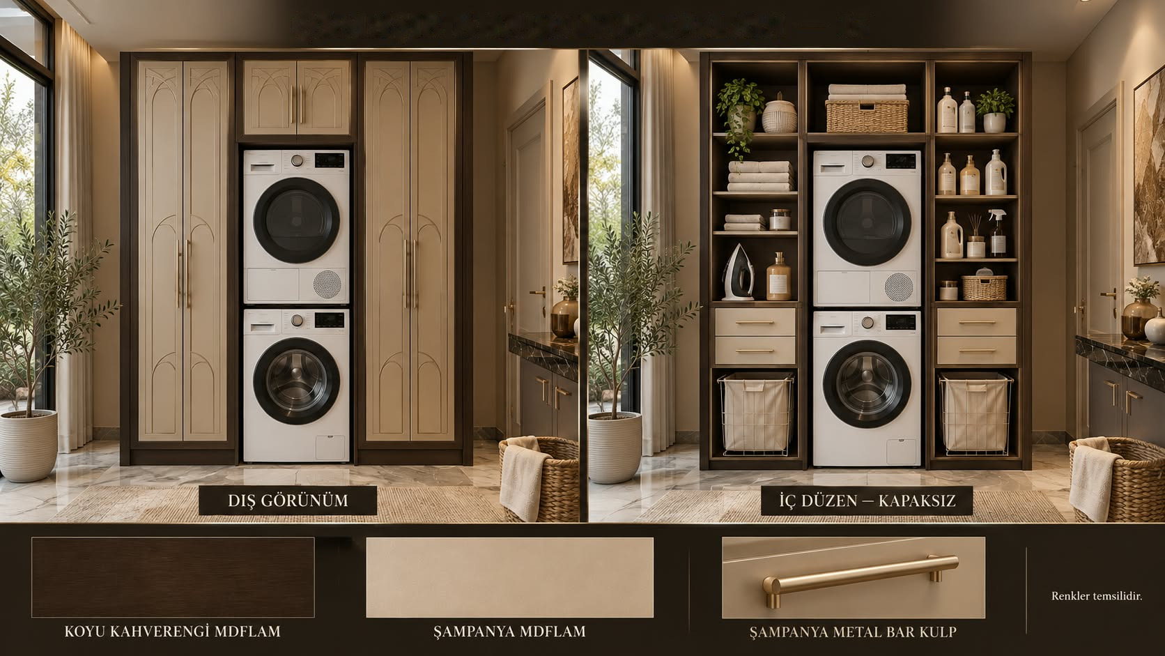 MCMKM-124 Çamaşır ve Kurutma Makinesi Dolabı | Mekan Kapı
