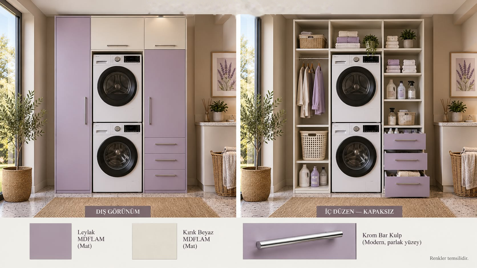 MCMKM-126 Çamaşır ve Kurutma Makinesi Dolabı | Mekan Kapı