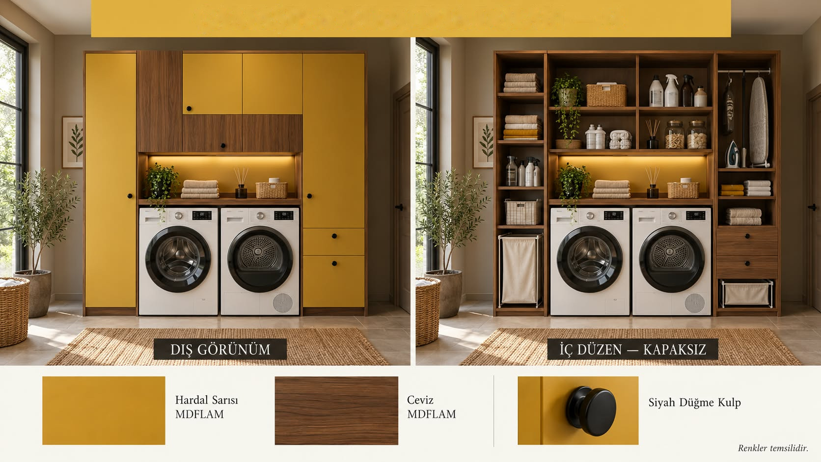 MCMKM-127 Çamaşır ve Kurutma Makinesi Dolabı | Mekan Kapı