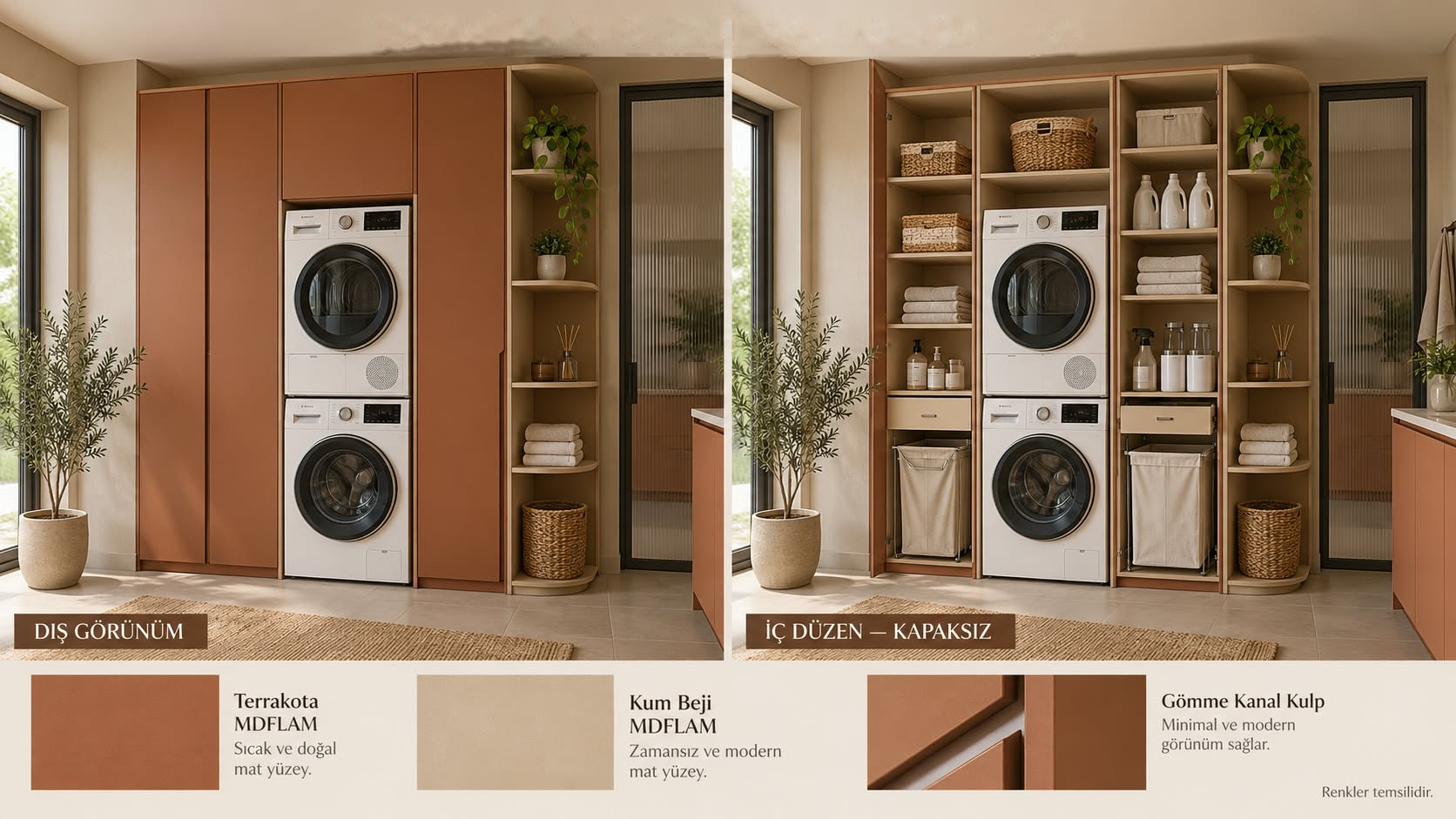 MCMKM-136 Çamaşır ve Kurutma Makinesi Dolabı | Mekan Kapı