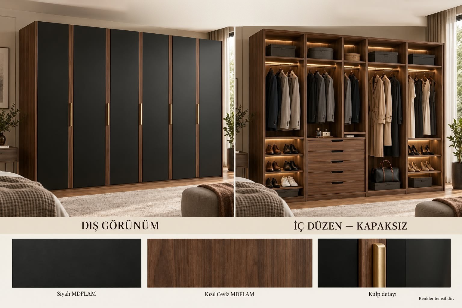 GKL-102 Kulplu Gardrop Modelleri | Mekan Kapı