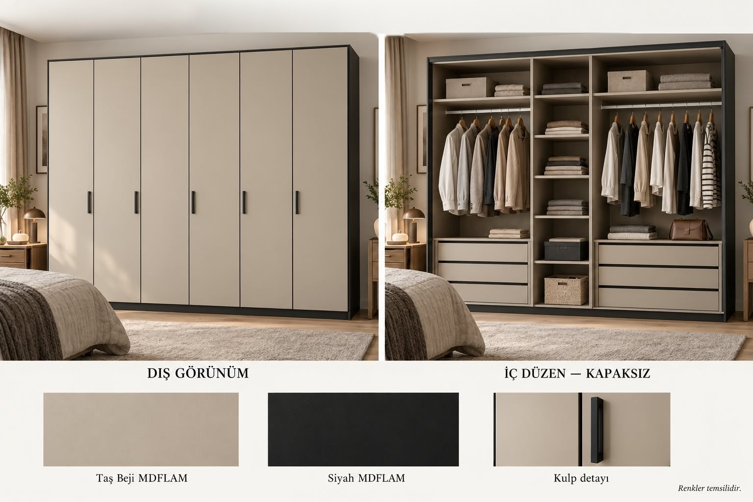 GKL-116 Kulplu Gardrop Modelleri | Mekan Kapı