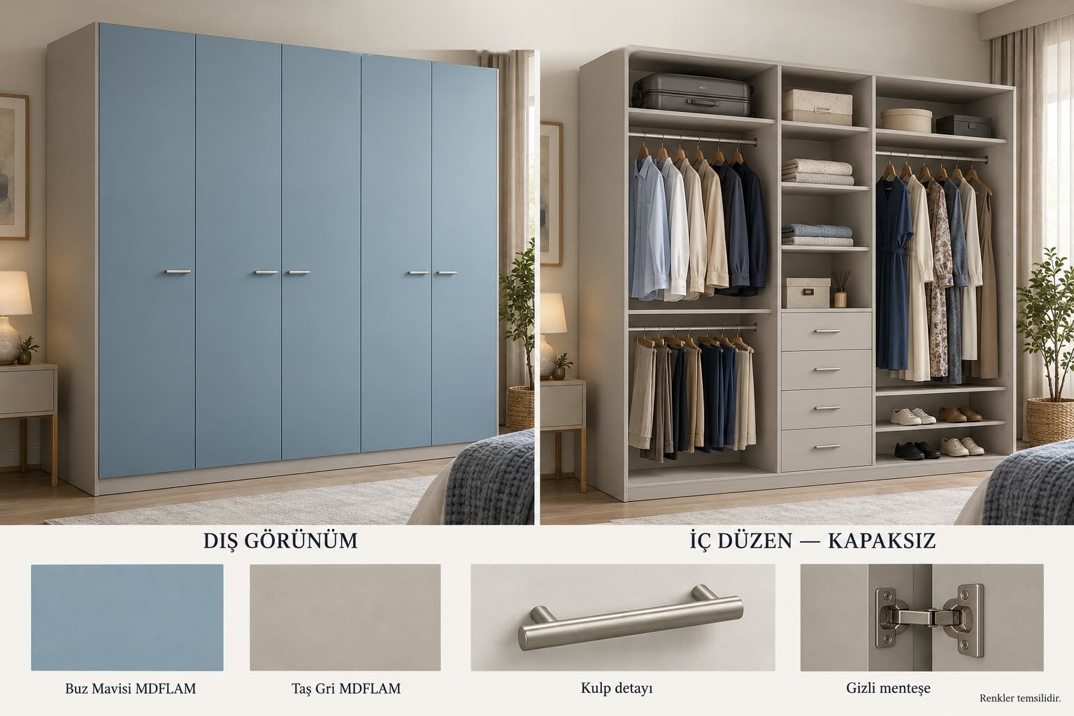 GKL-123 Kulplu Gardrop Modelleri | Mekan Kapı