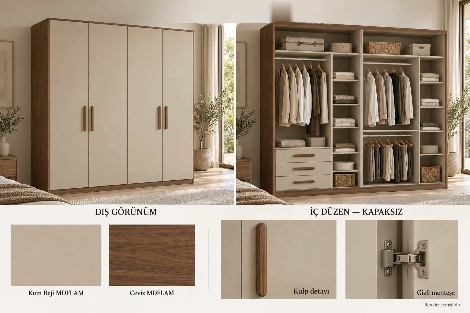 GKL-139 Kulplu Gardrop Modelleri | Mekan Kapı