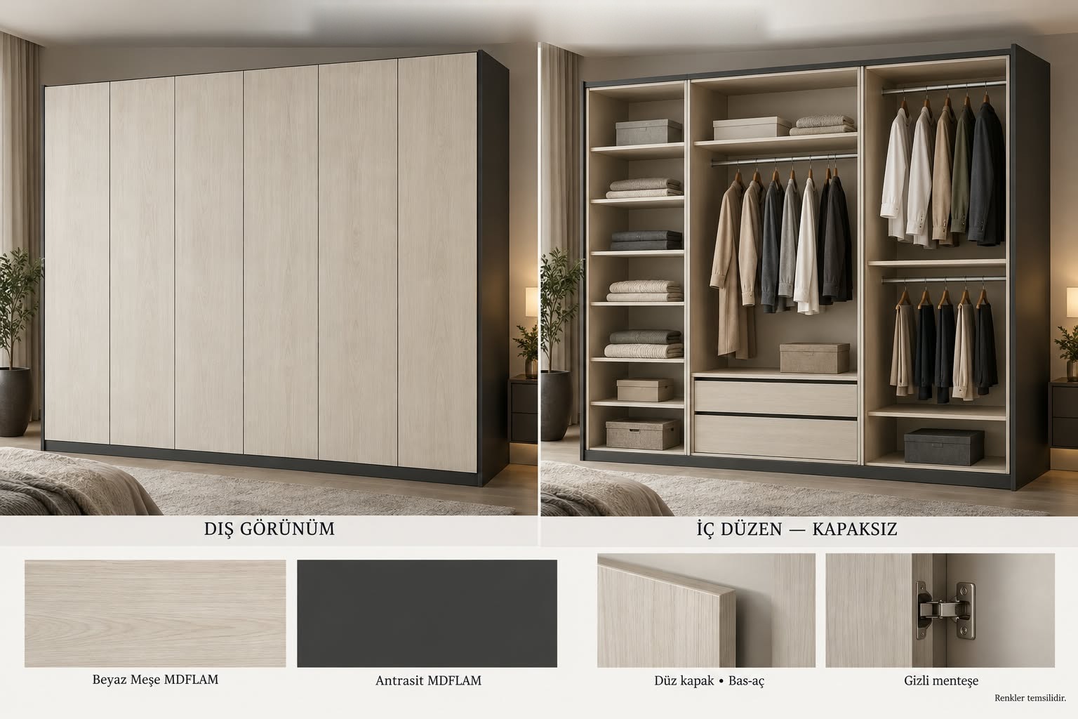GKS-111 Kulpsuz Gardrop Modelleri | Mekan Kapı