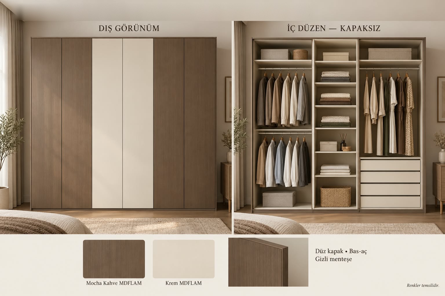 GKS-122 Kulpsuz Gardrop Modelleri | Mekan Kapı