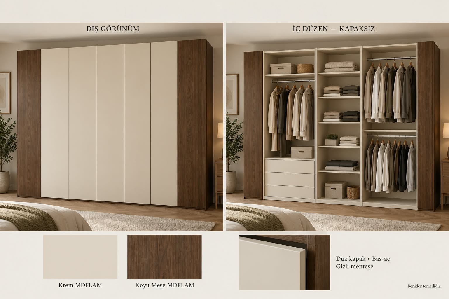 GKS-127 Kulpsuz Gardrop Modelleri | Mekan Kapı