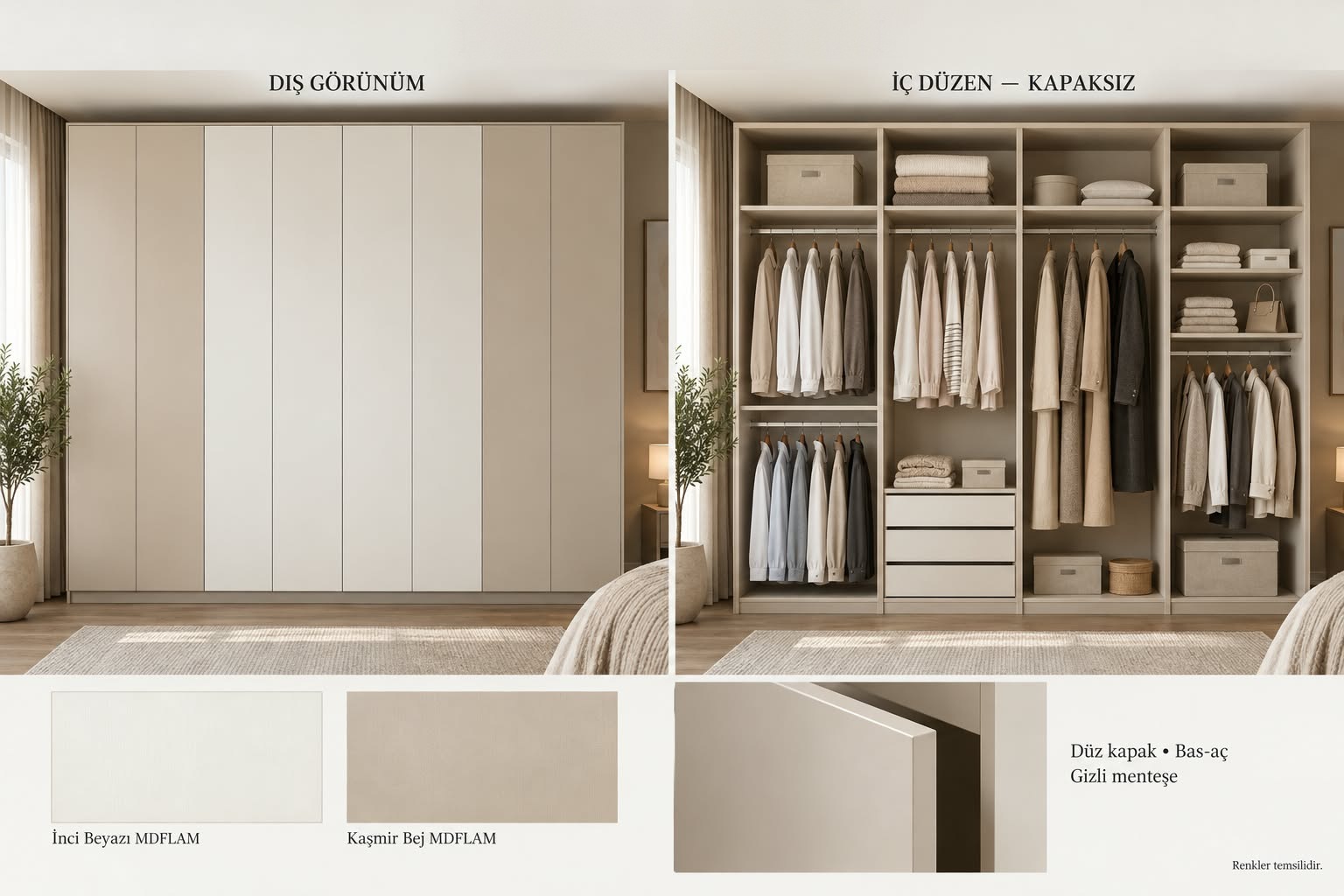 GKS-129 Kulpsuz Gardrop Modelleri | Mekan Kapı