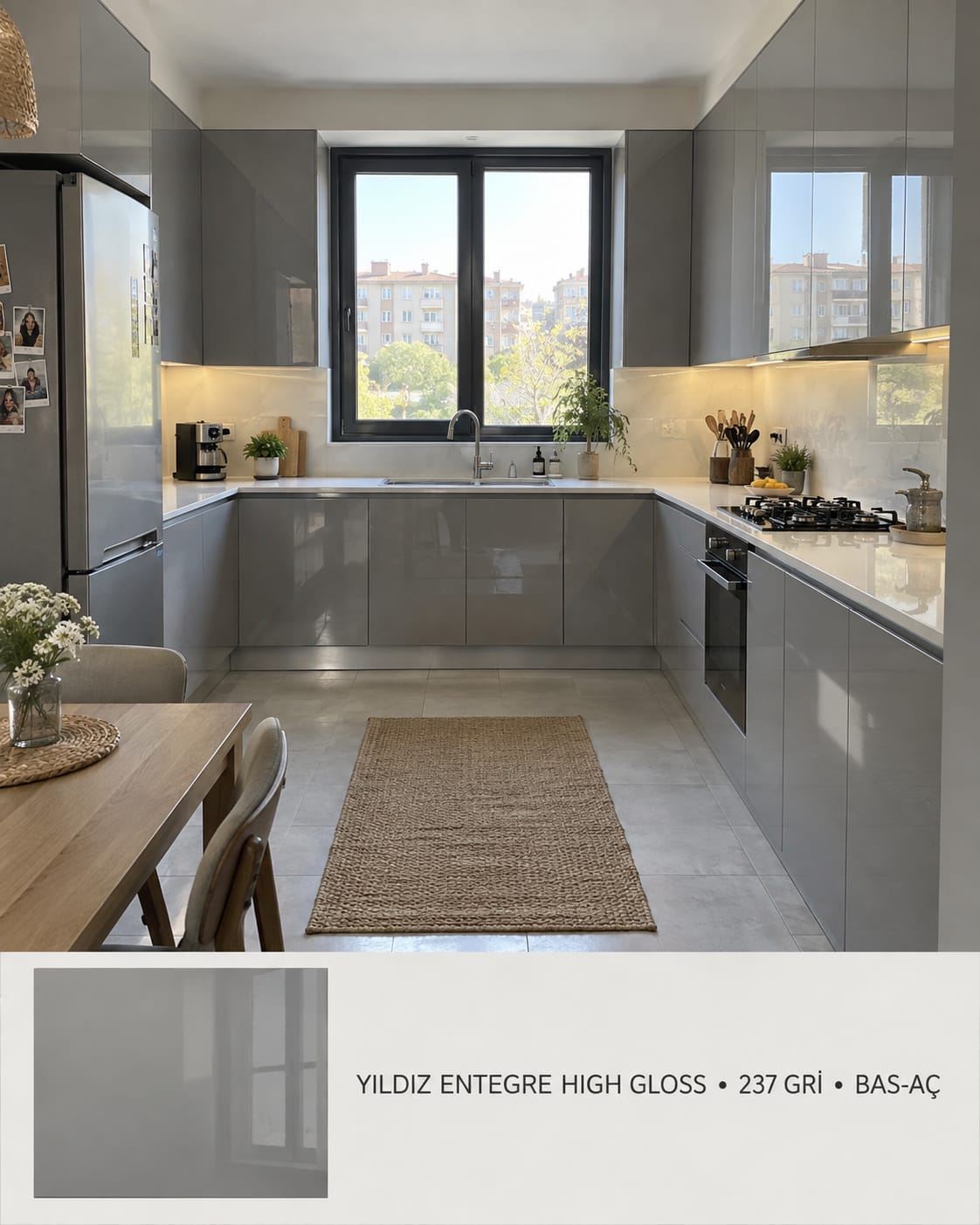 MHG-102 Mutfak Dolapları MDF Gövde High Gloss Kapak | Mekan Kapı