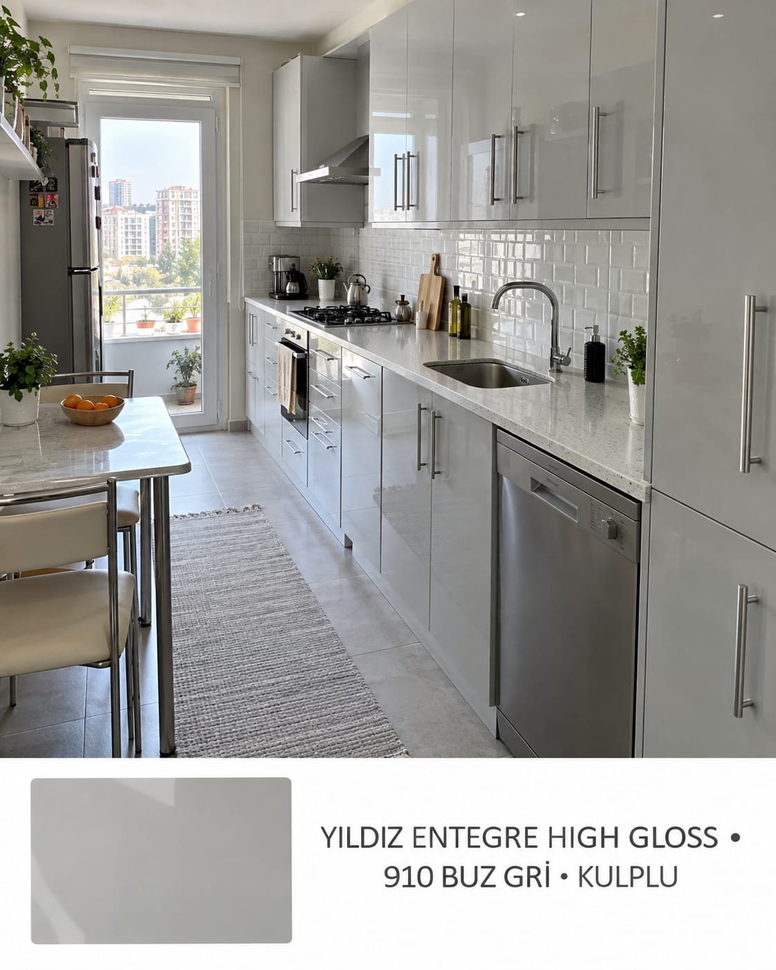 MHG-104 Mutfak Dolapları MDF Gövde High Gloss Kapak | Mekan Kapı