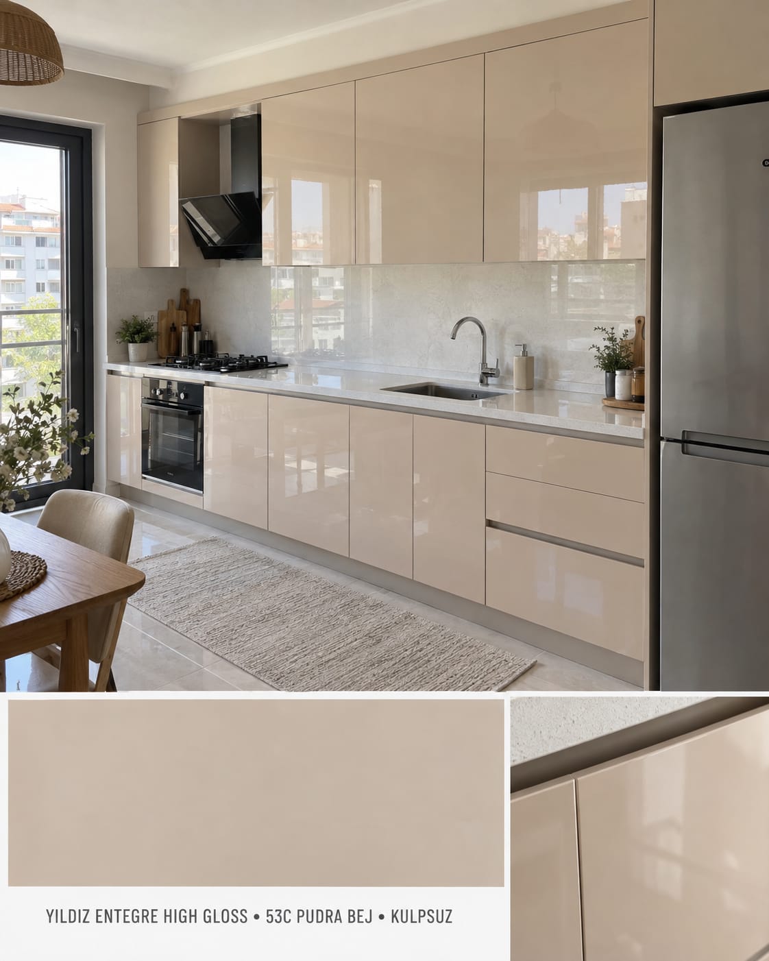 MHG-105 Mutfak Dolapları MDF Gövde High Gloss Kapak | Mekan Kapı