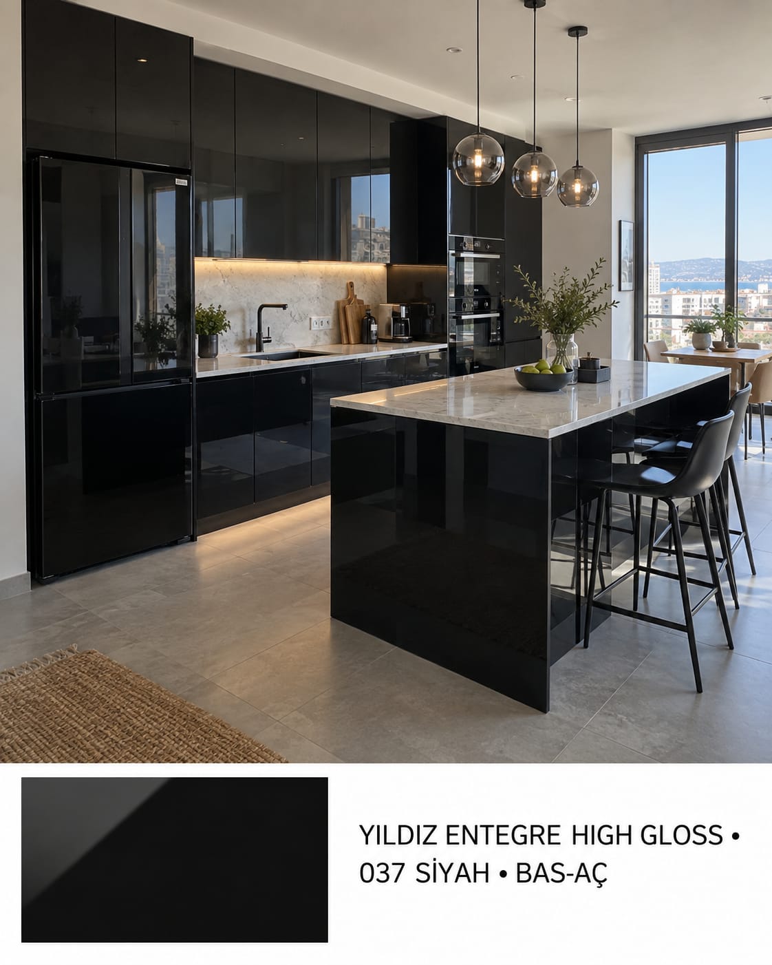 MHG-113 Mutfak Dolapları MDF Gövde High Gloss Kapak | Mekan Kapı