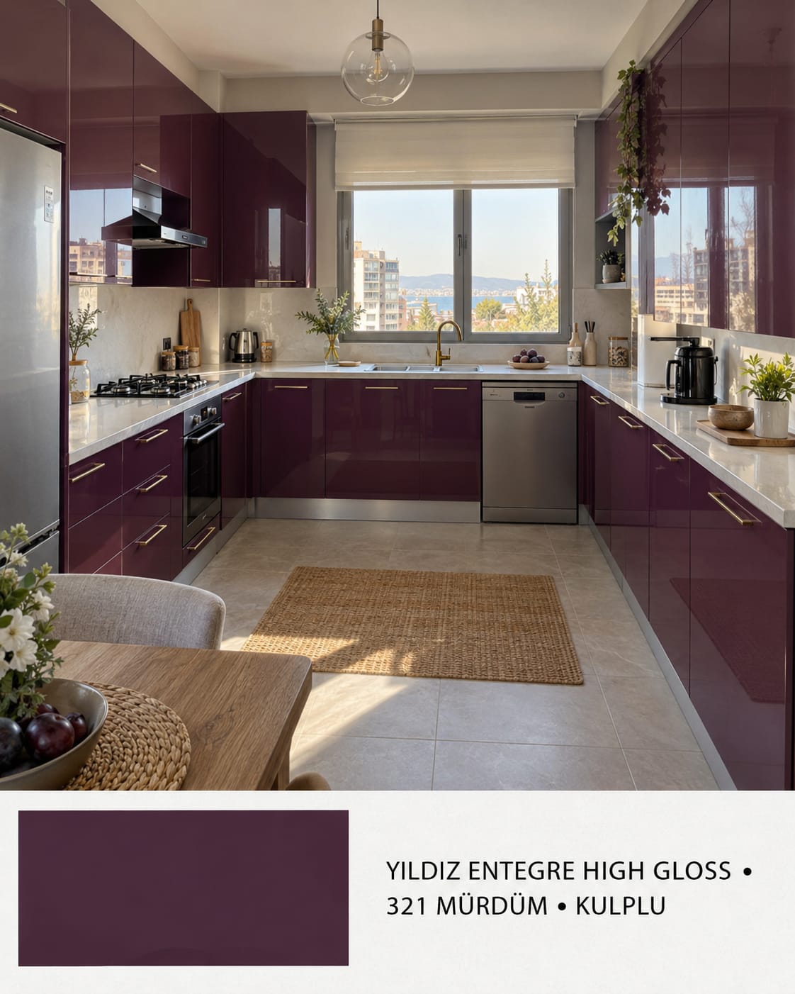 MHG-114 Mutfak Dolapları MDF Gövde High Gloss Kapak | Mekan Kapı