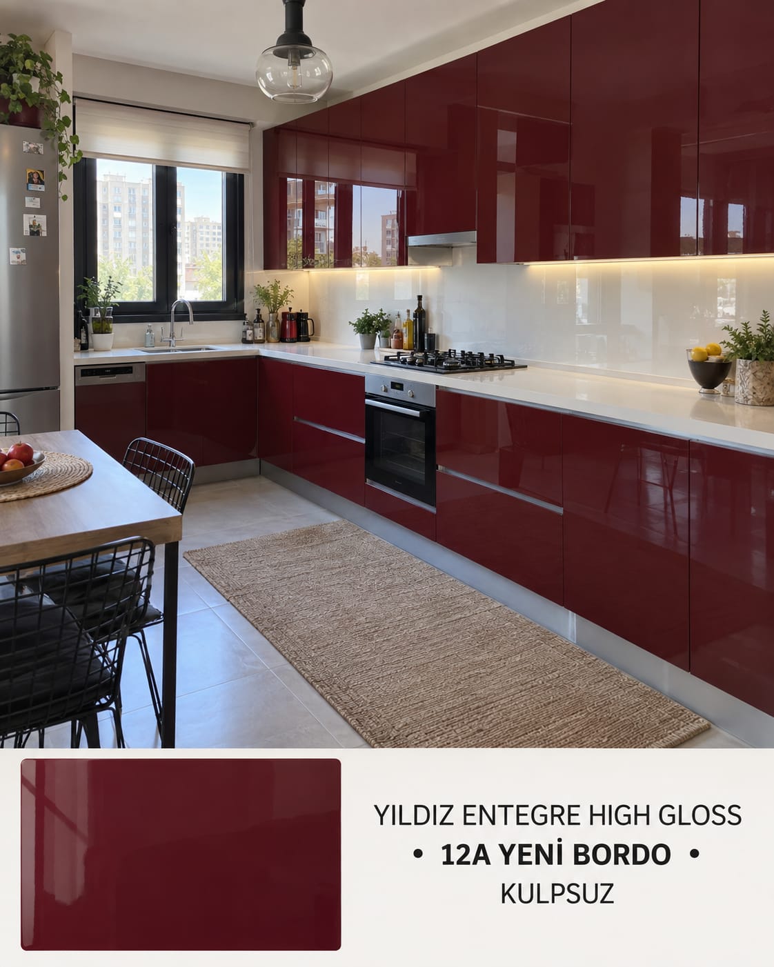 MHG-115 Mutfak Dolapları MDF Gövde High Gloss Kapak | Mekan Kapı