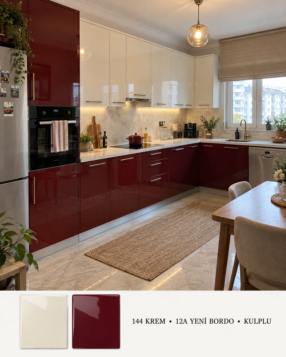 MHG-116 Mutfak Dolapları MDF Gövde High Gloss Kapak | Mekan Kapı