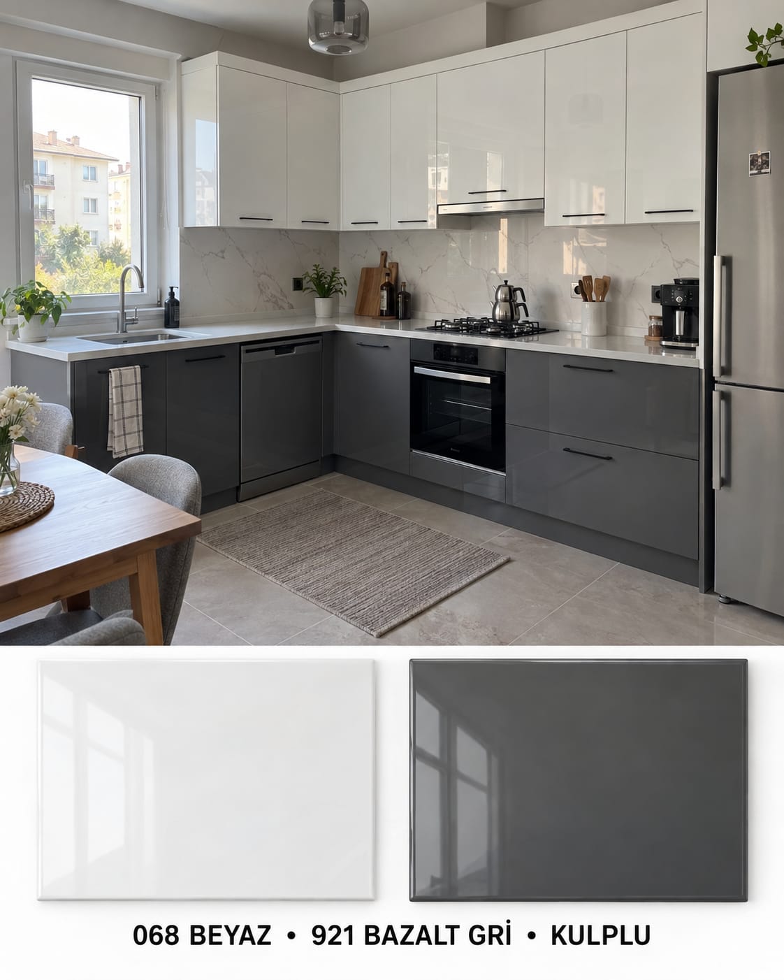 MHG-118 Mutfak Dolapları MDF Gövde High Gloss Kapak | Mekan Kapı