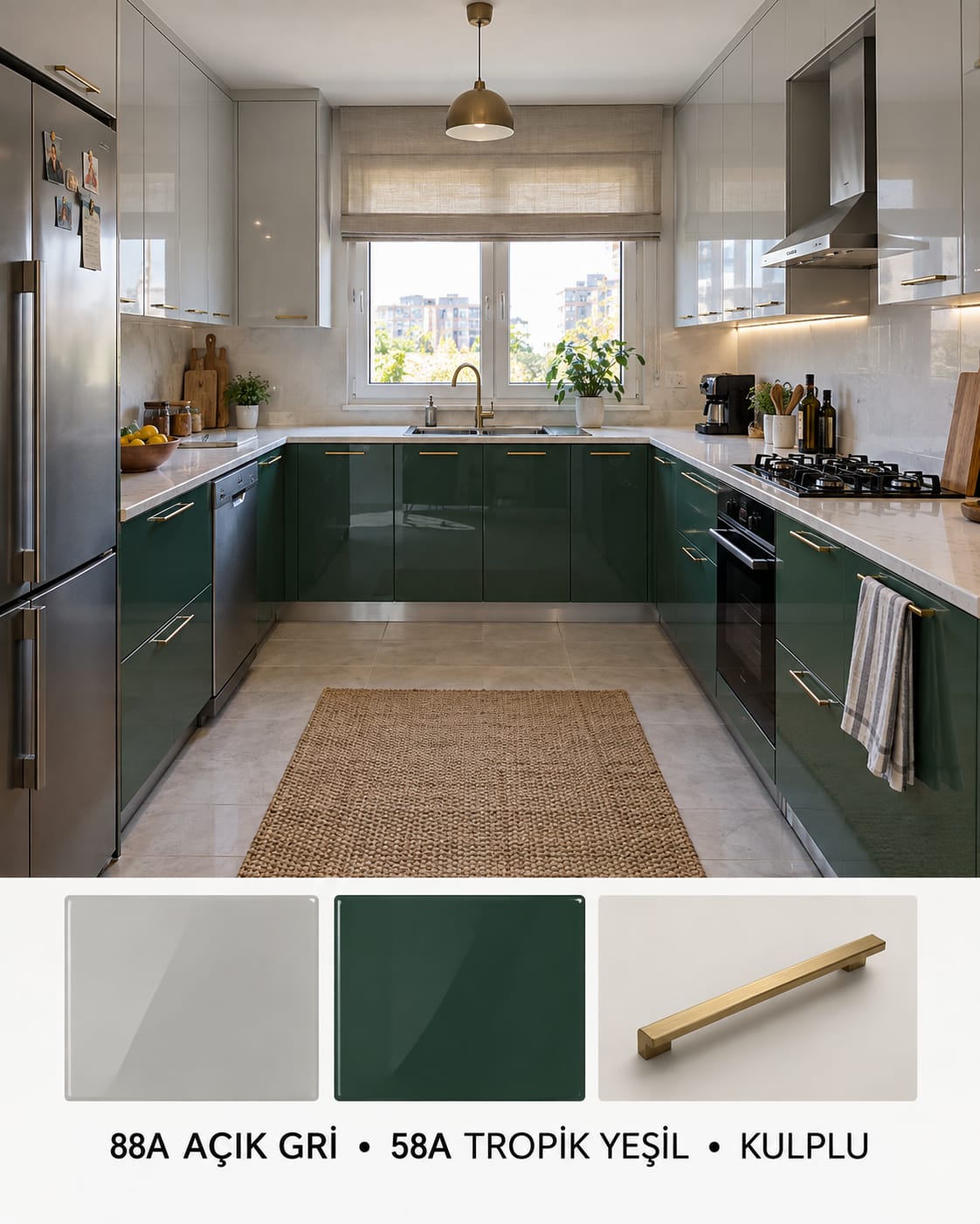 MHG-123 Mutfak Dolapları MDF Gövde High Gloss Kapak | Mekan Kapı