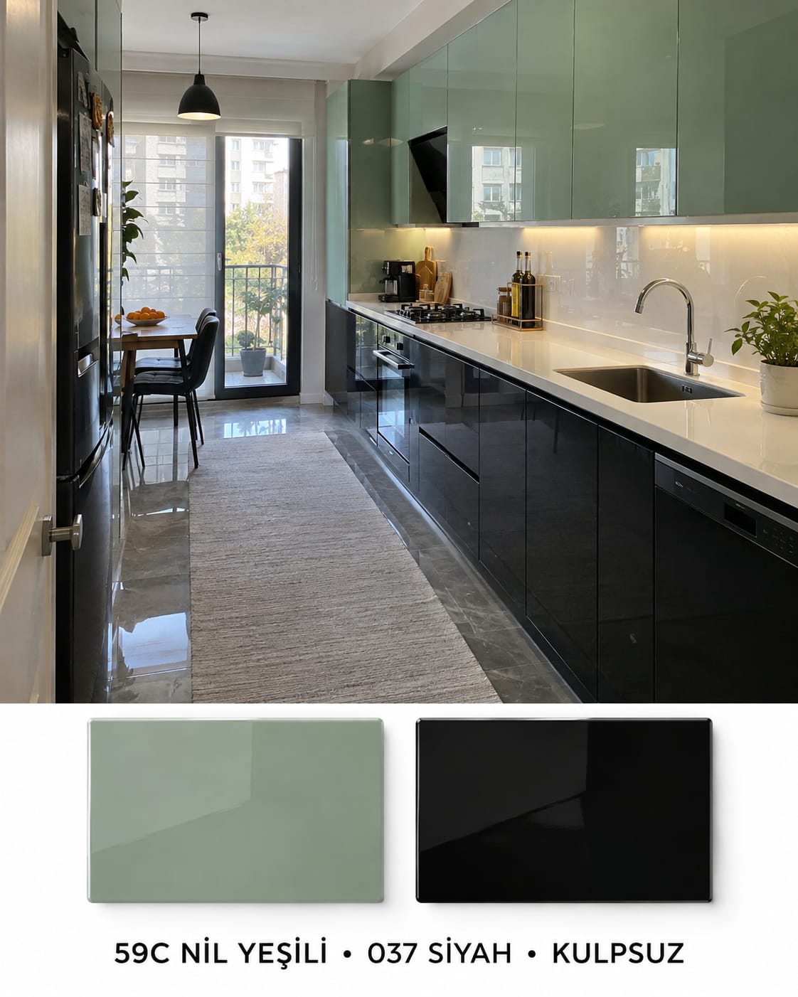 MHG-127 Mutfak Dolapları MDF Gövde High Gloss Kapak | Mekan Kapı