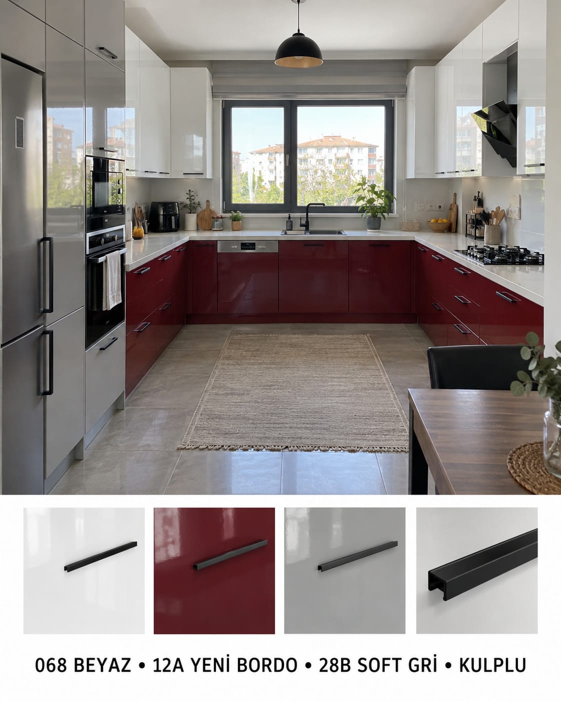 MHG-128 Mutfak Dolapları MDF Gövde High Gloss Kapak | Mekan Kapı