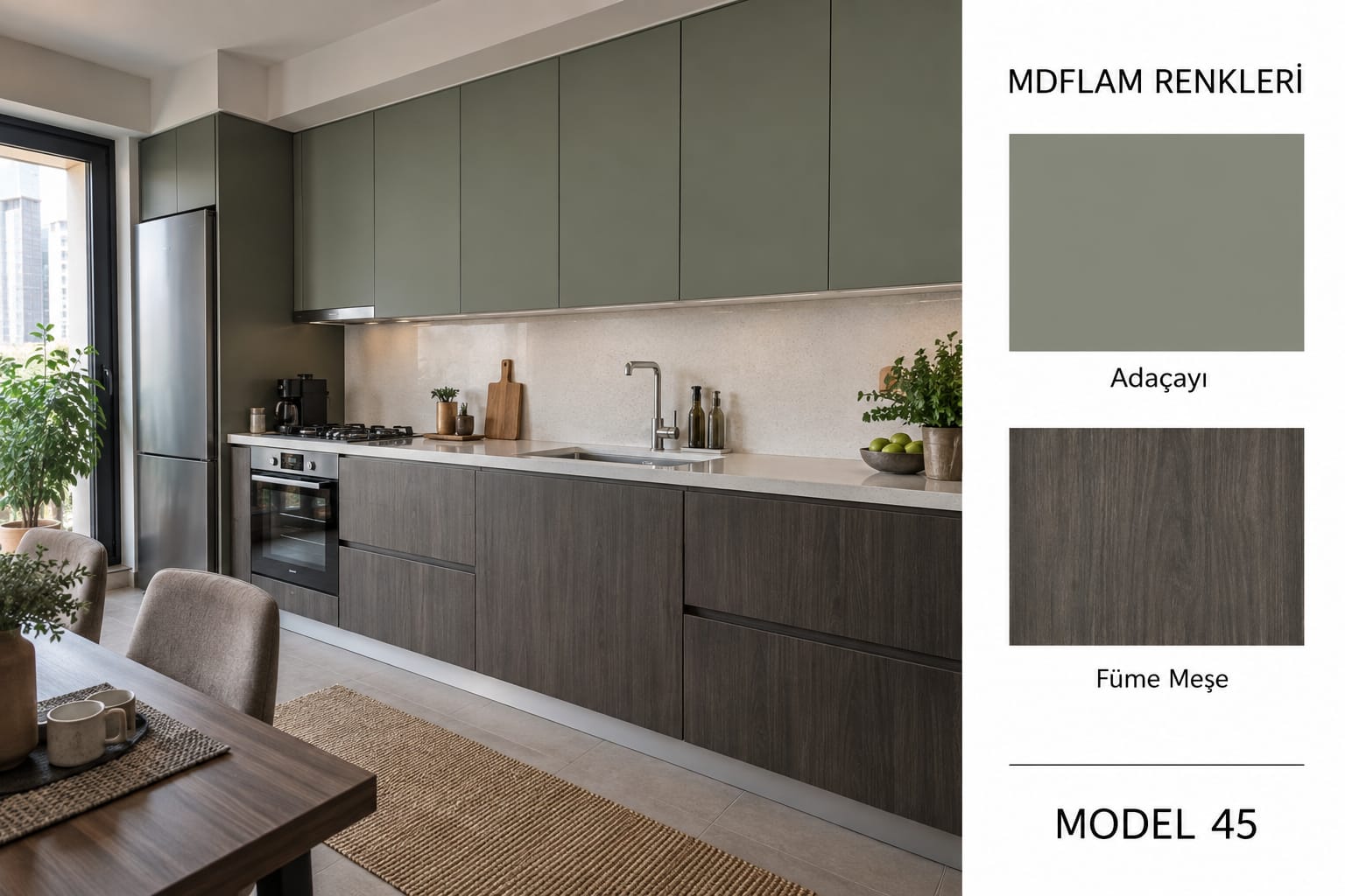 MLK-101 Mutfak Dolapları MDF Lam Kapak | Mekan Kapı