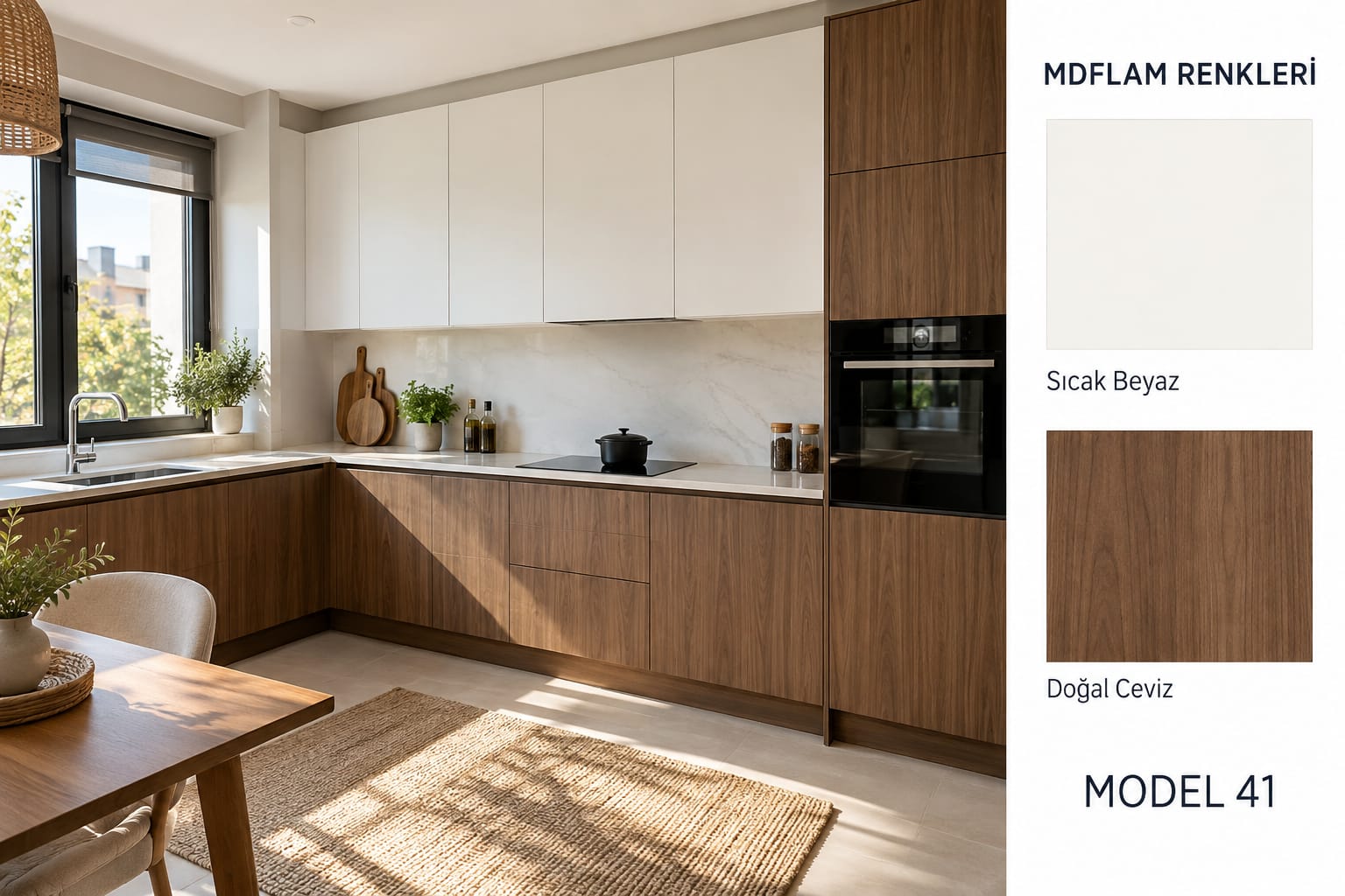 MLK-103 Mutfak Dolapları MDF Lam Kapak | Mekan Kapı