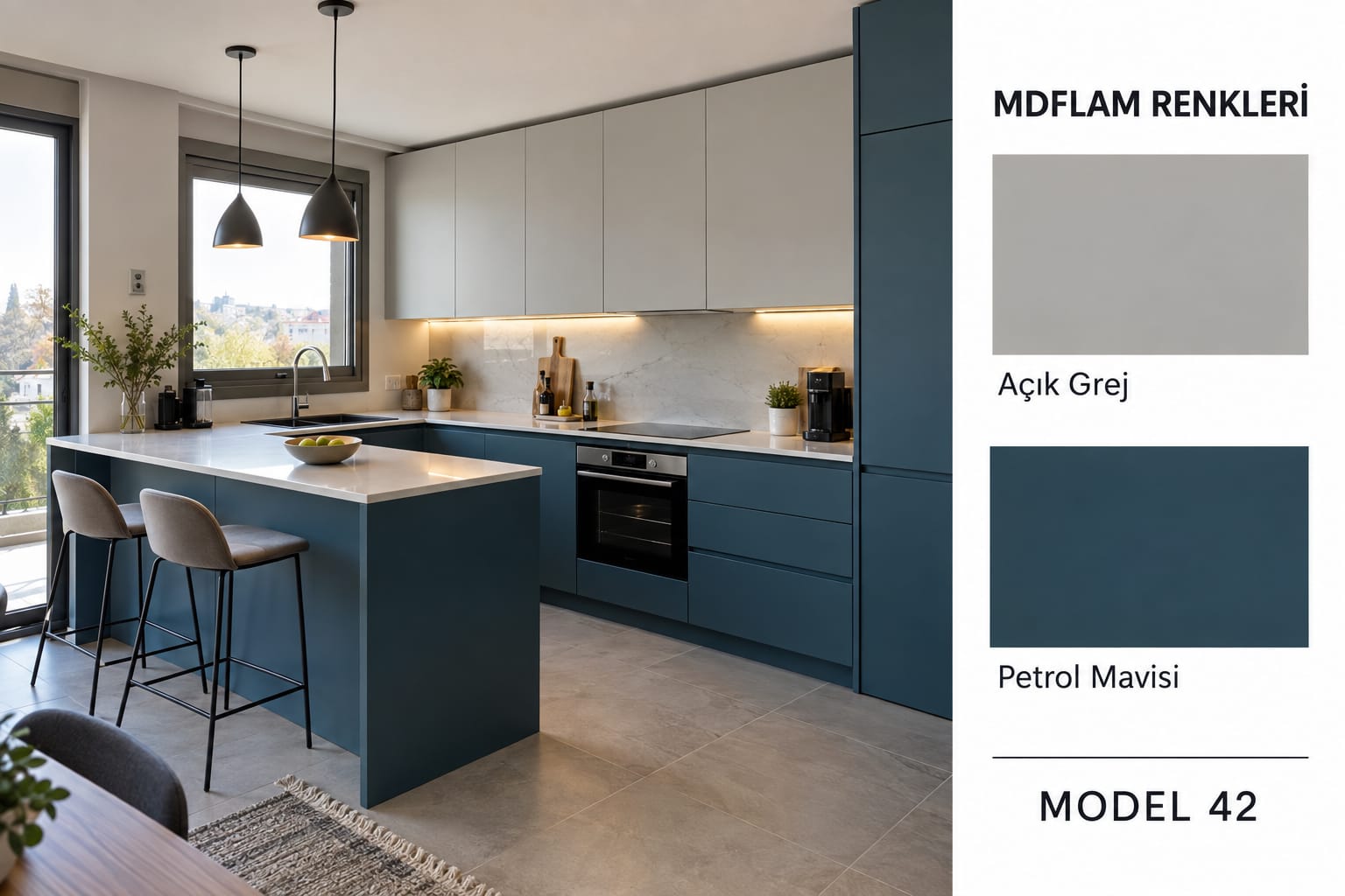 MLK-104 Mutfak Dolapları MDF Lam Kapak | Mekan Kapı