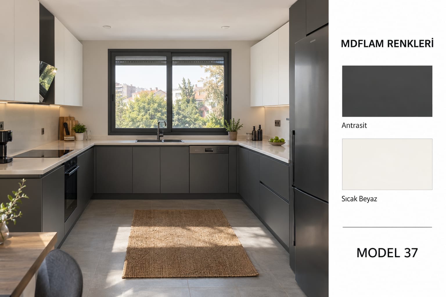 MLK-107 Mutfak Dolapları MDF Lam Kapak | Mekan Kapı