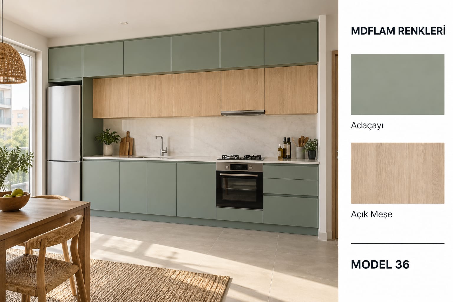 MLK-108 Mutfak Dolapları MDF Lam Kapak | Mekan Kapı