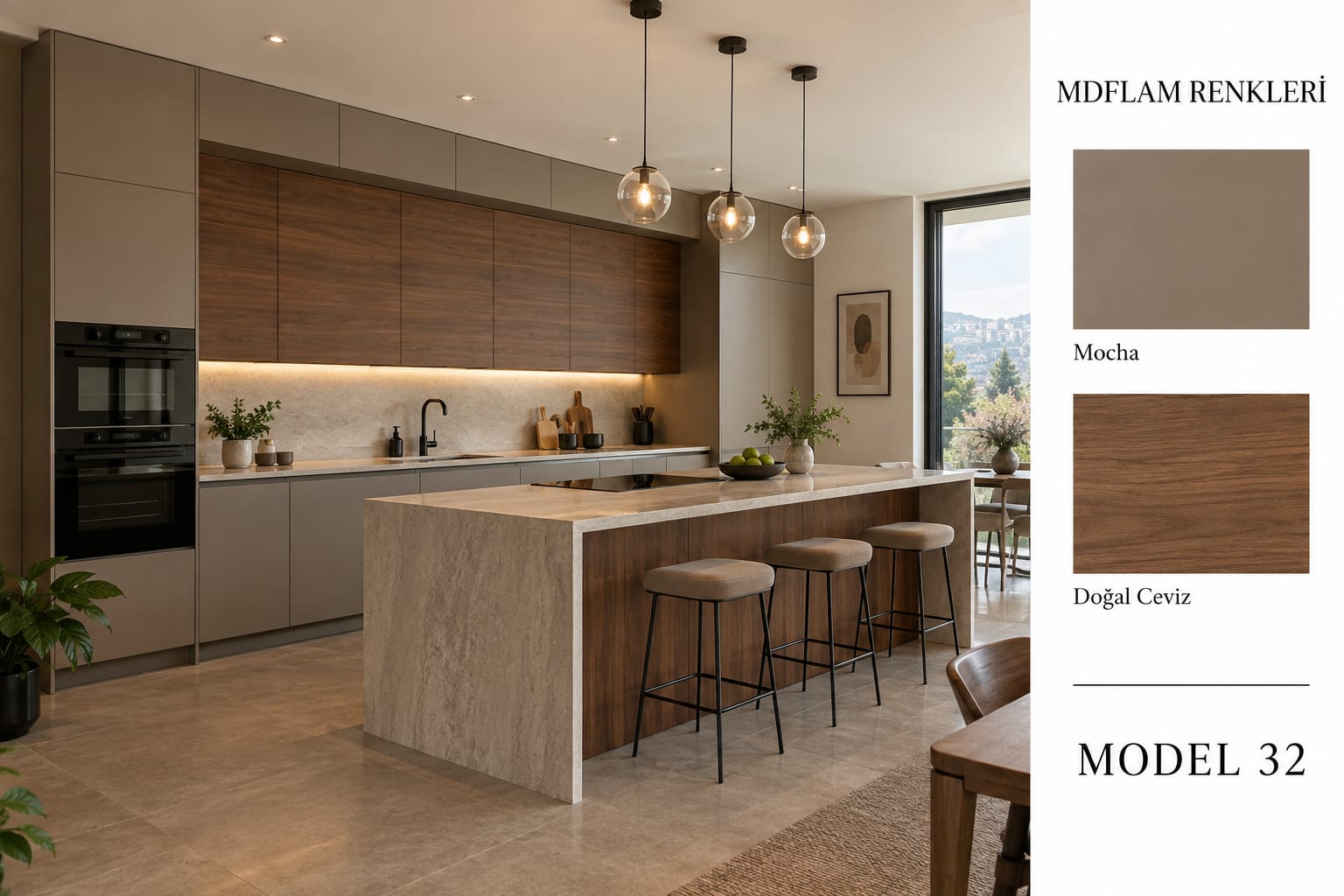 MLK-109 Mutfak Dolapları MDF Lam Kapak | Mekan Kapı