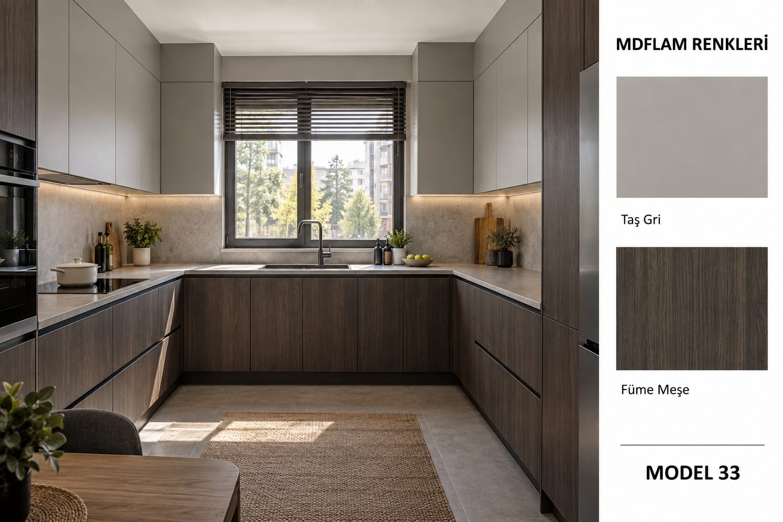 MLK-111 Mutfak Dolapları MDF Lam Kapak | Mekan Kapı