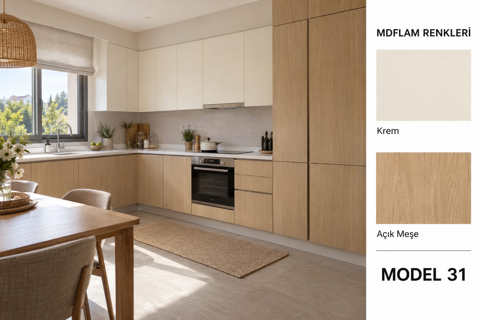 MLK-112 Mutfak Dolapları MDF Lam Kapak | Mekan Kapı