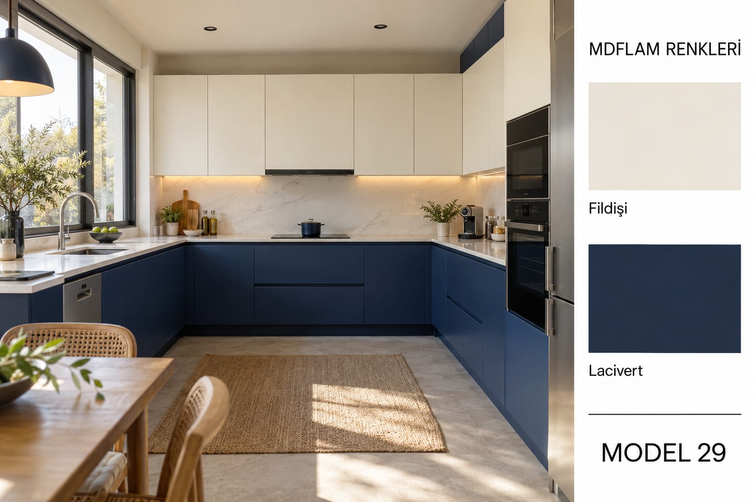 MLK-114 Mutfak Dolapları MDF Lam Kapak | Mekan Kapı