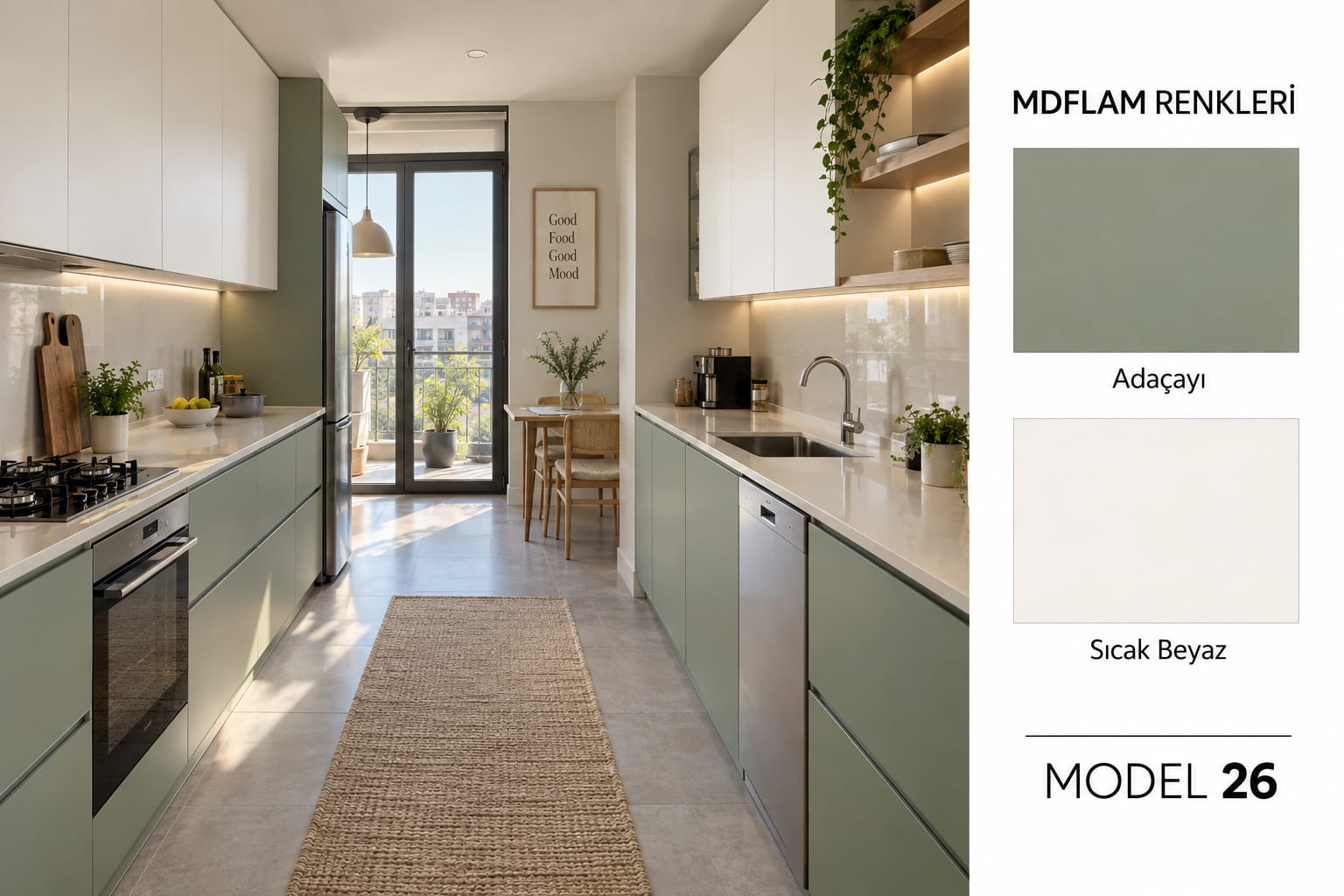 MLK-115 Mutfak Dolapları MDF Lam Kapak | Mekan Kapı
