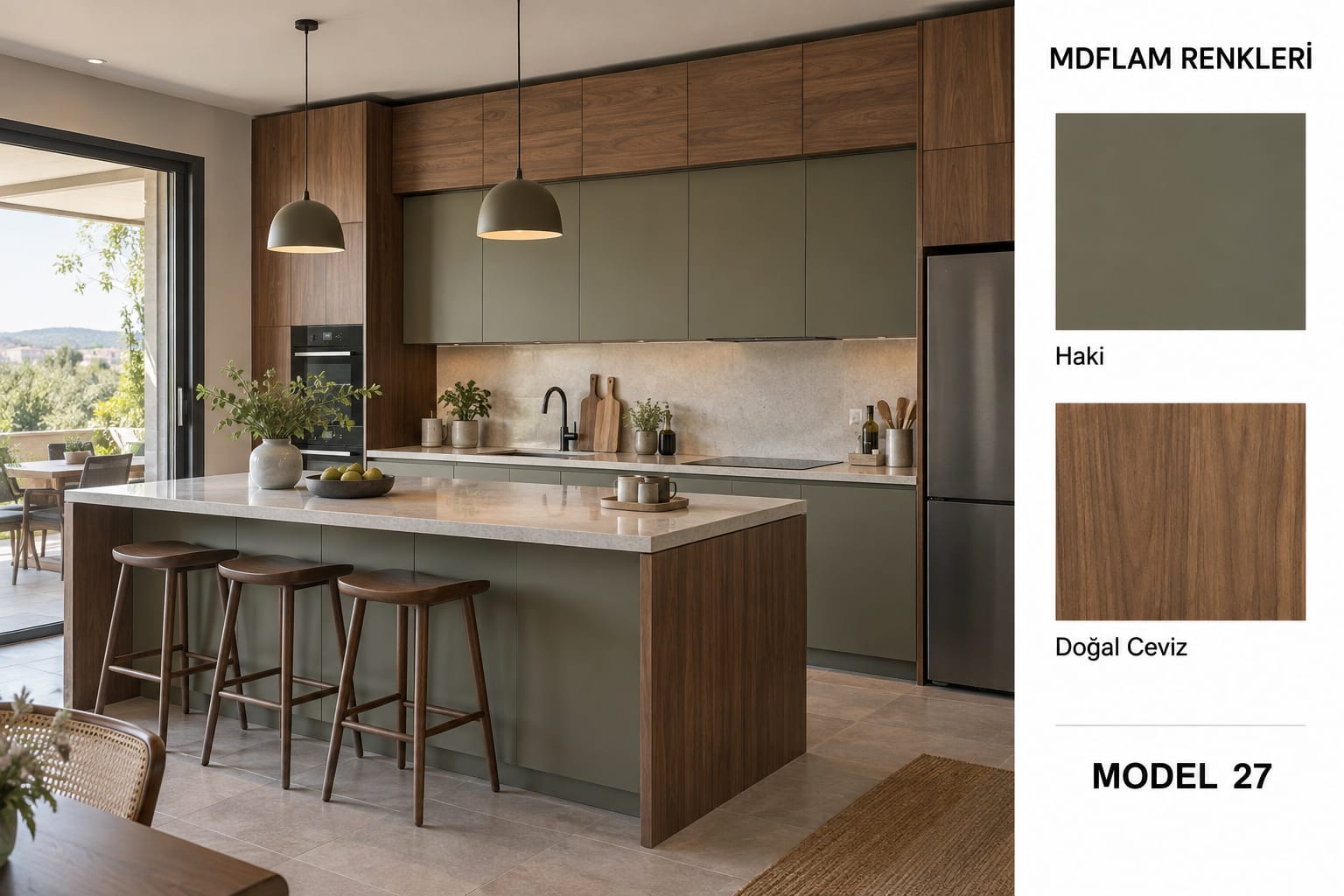 MLK-116 Mutfak Dolapları MDF Lam Kapak | Mekan Kapı
