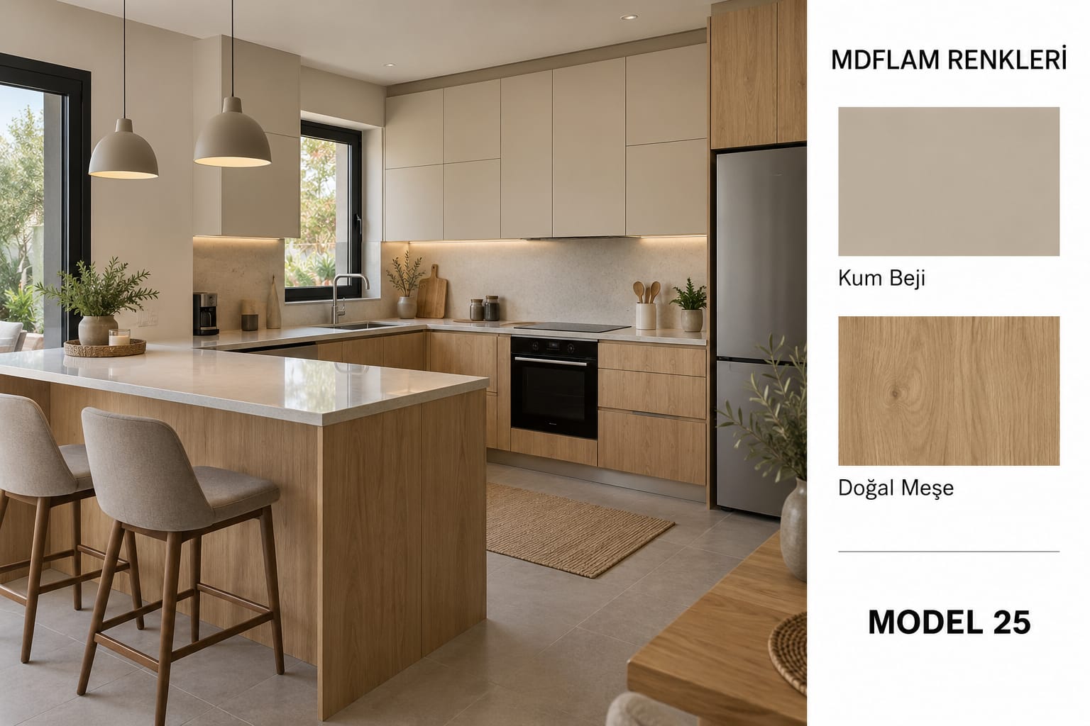 MLK-117 Mutfak Dolapları MDF Lam Kapak | Mekan Kapı