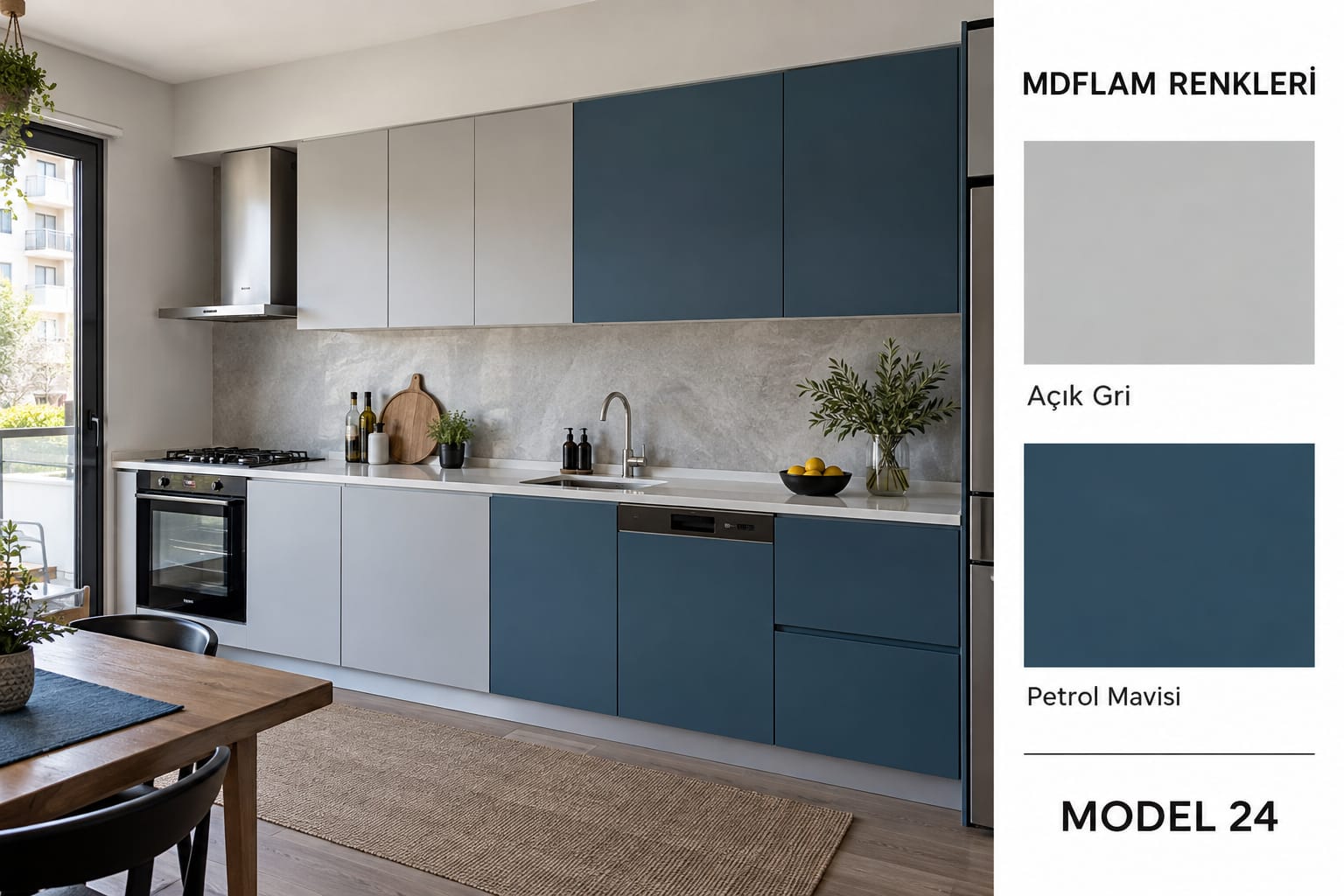 MLK-118 Mutfak Dolapları MDF Lam Kapak | Mekan Kapı