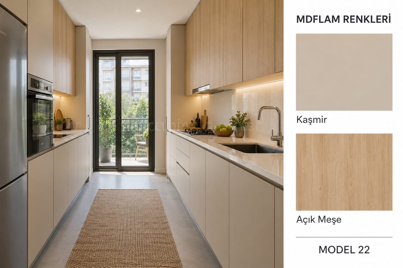MLK-119 Mutfak Dolapları MDF Lam Kapak | Mekan Kapı