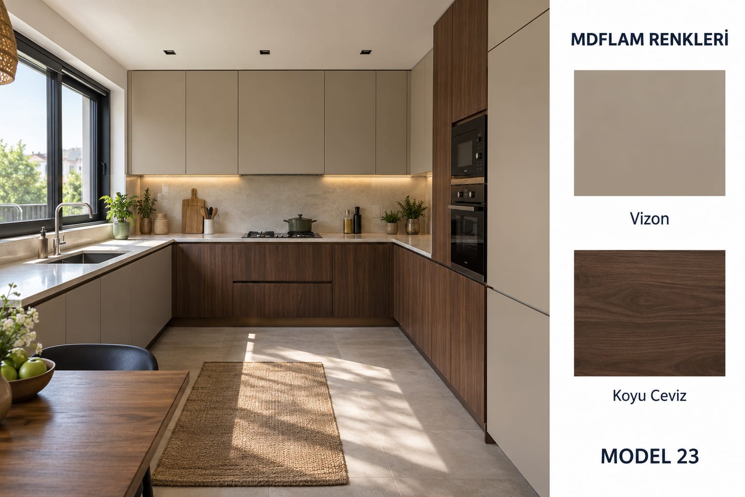 MLK-120 Mutfak Dolapları MDF Lam Kapak | Mekan Kapı