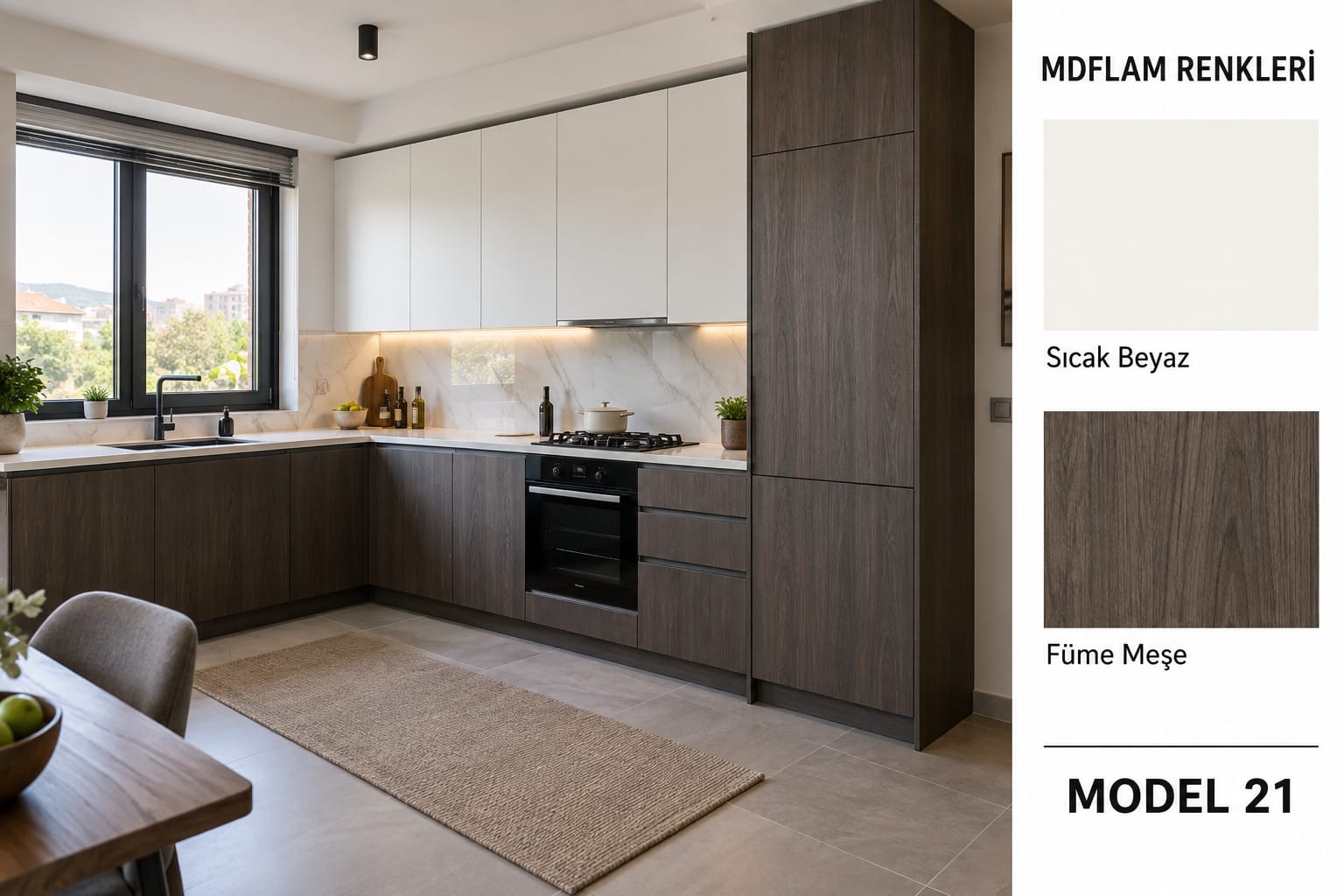 MLK-121 Mutfak Dolapları MDF Lam Kapak | Mekan Kapı