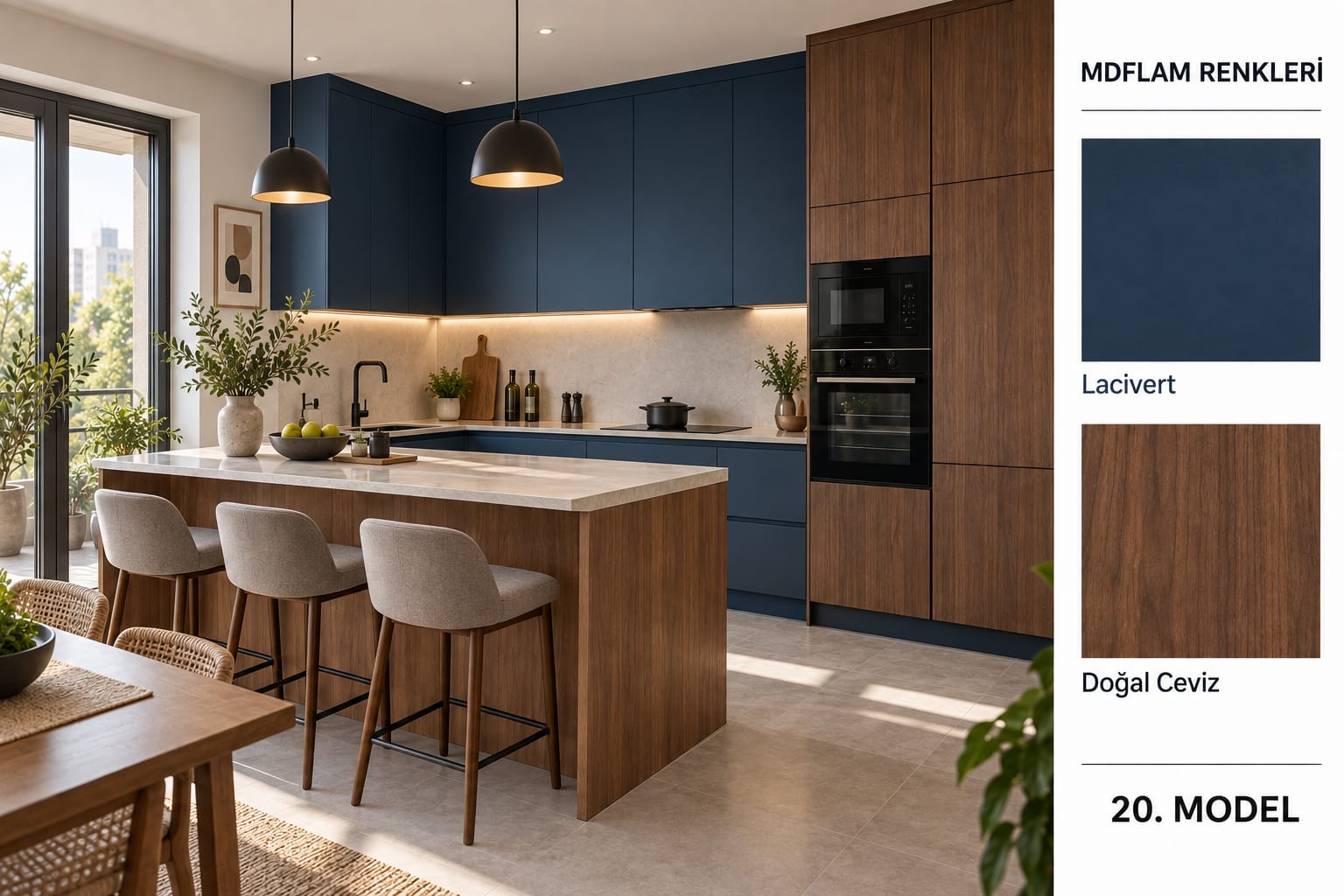 MLK-122 Mutfak Dolapları MDF Lam Kapak | Mekan Kapı