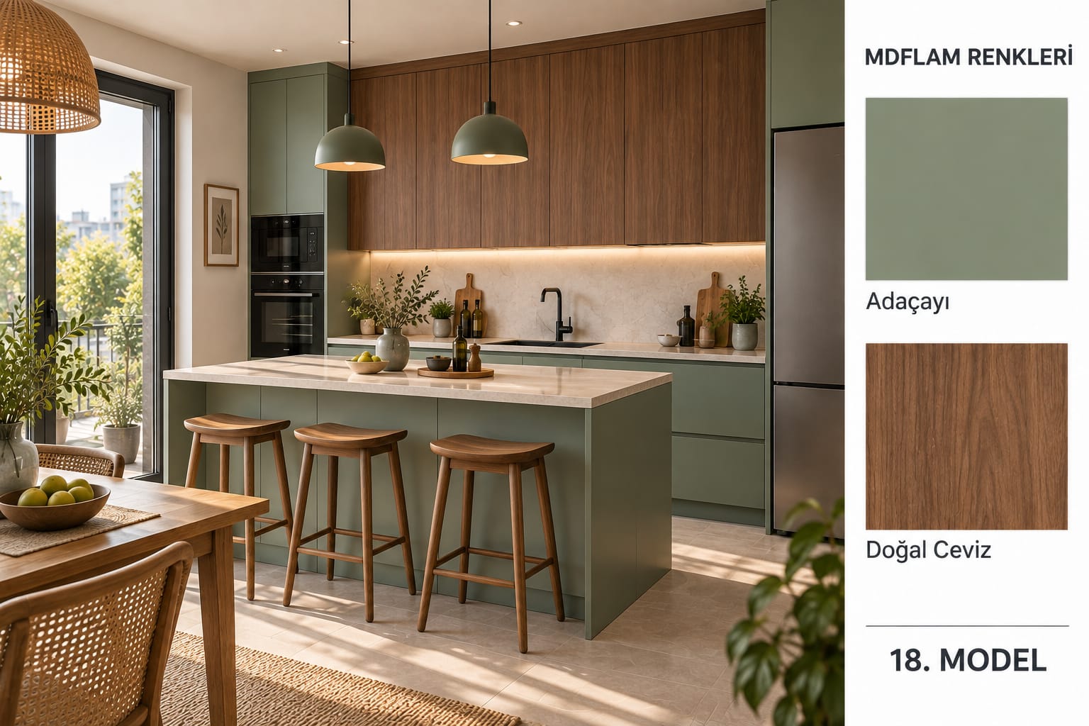 MLK-124 Mutfak Dolapları MDF Lam Kapak | Mekan Kapı